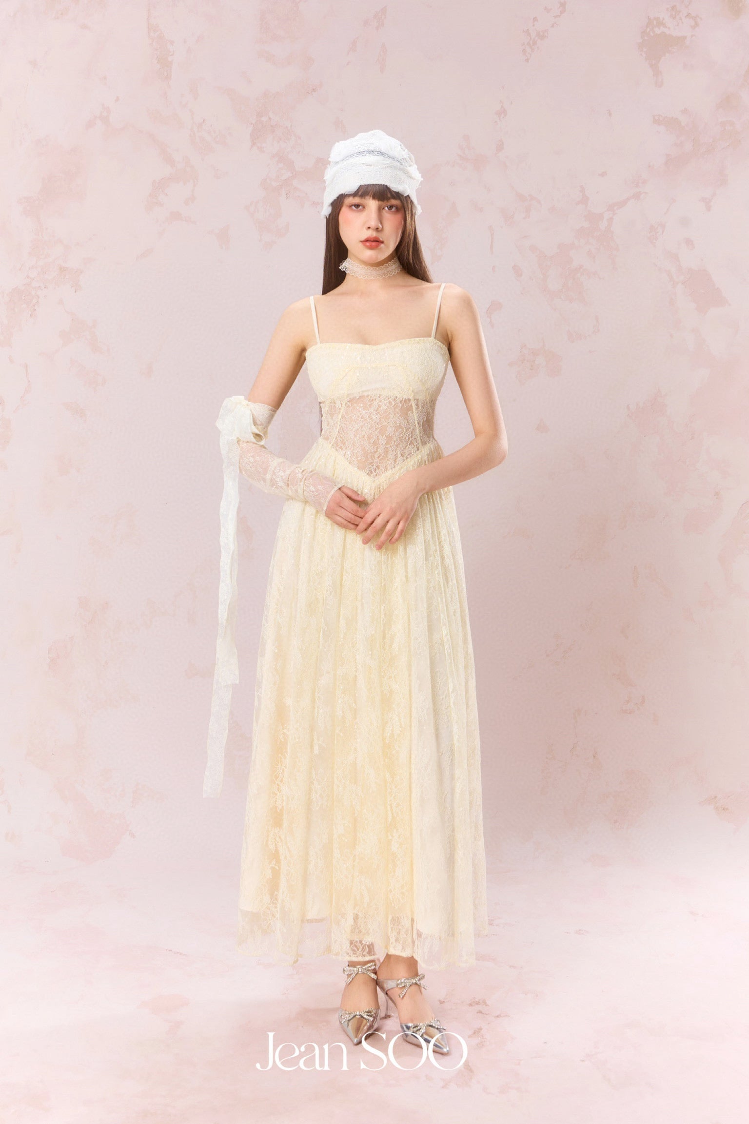 Jean Soo Lace perspective hollow camisole dress