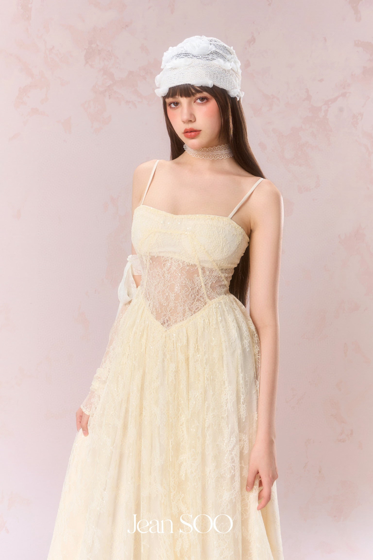 Jean Soo Lace perspective hollow camisole dress
