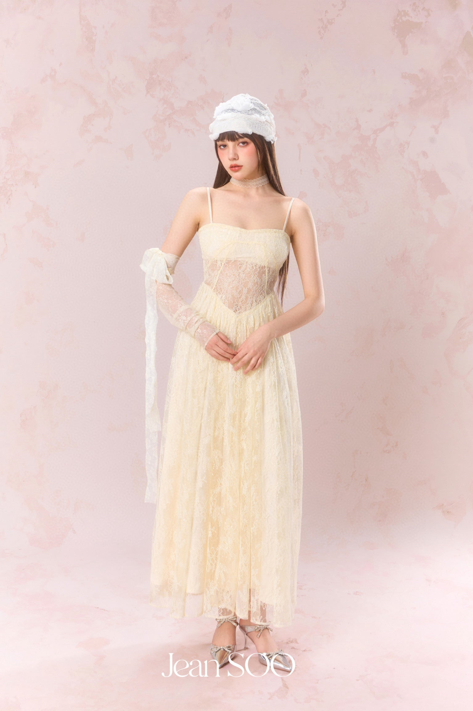 Jean Soo Lace perspective hollow camisole dress