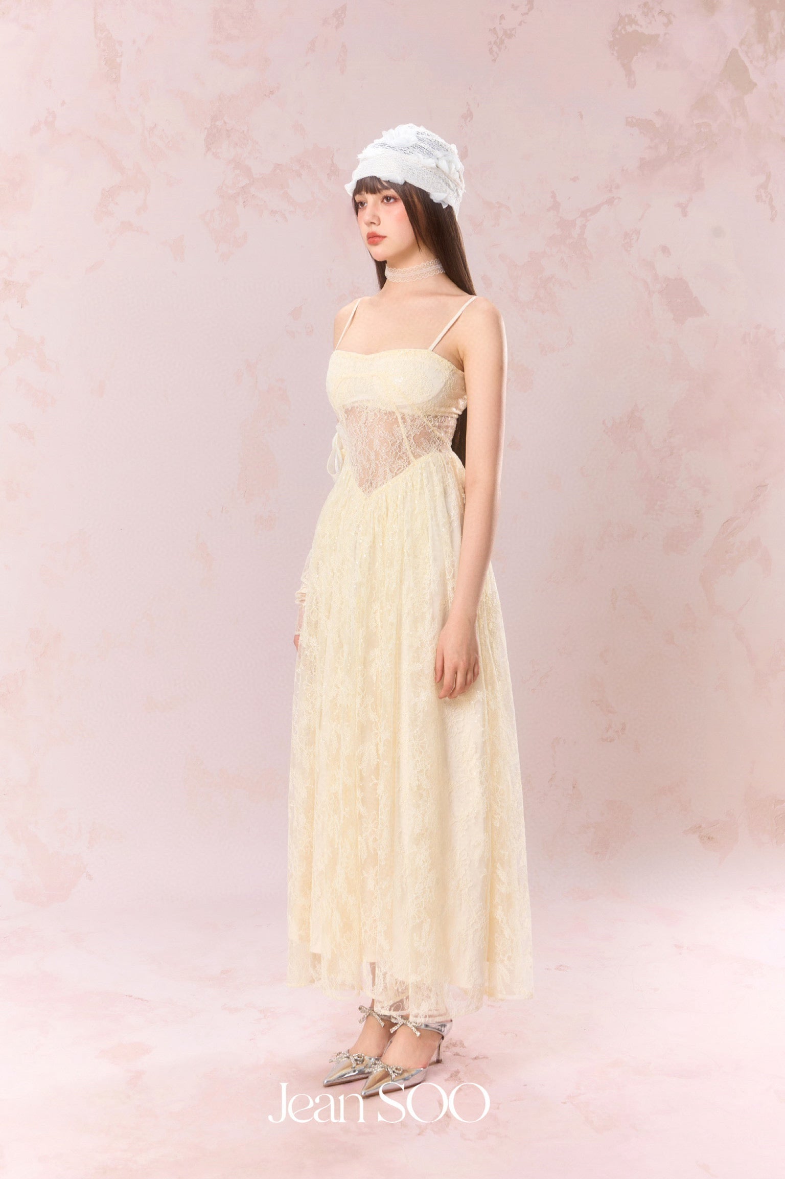 Jean Soo Lace perspective hollow camisole dress