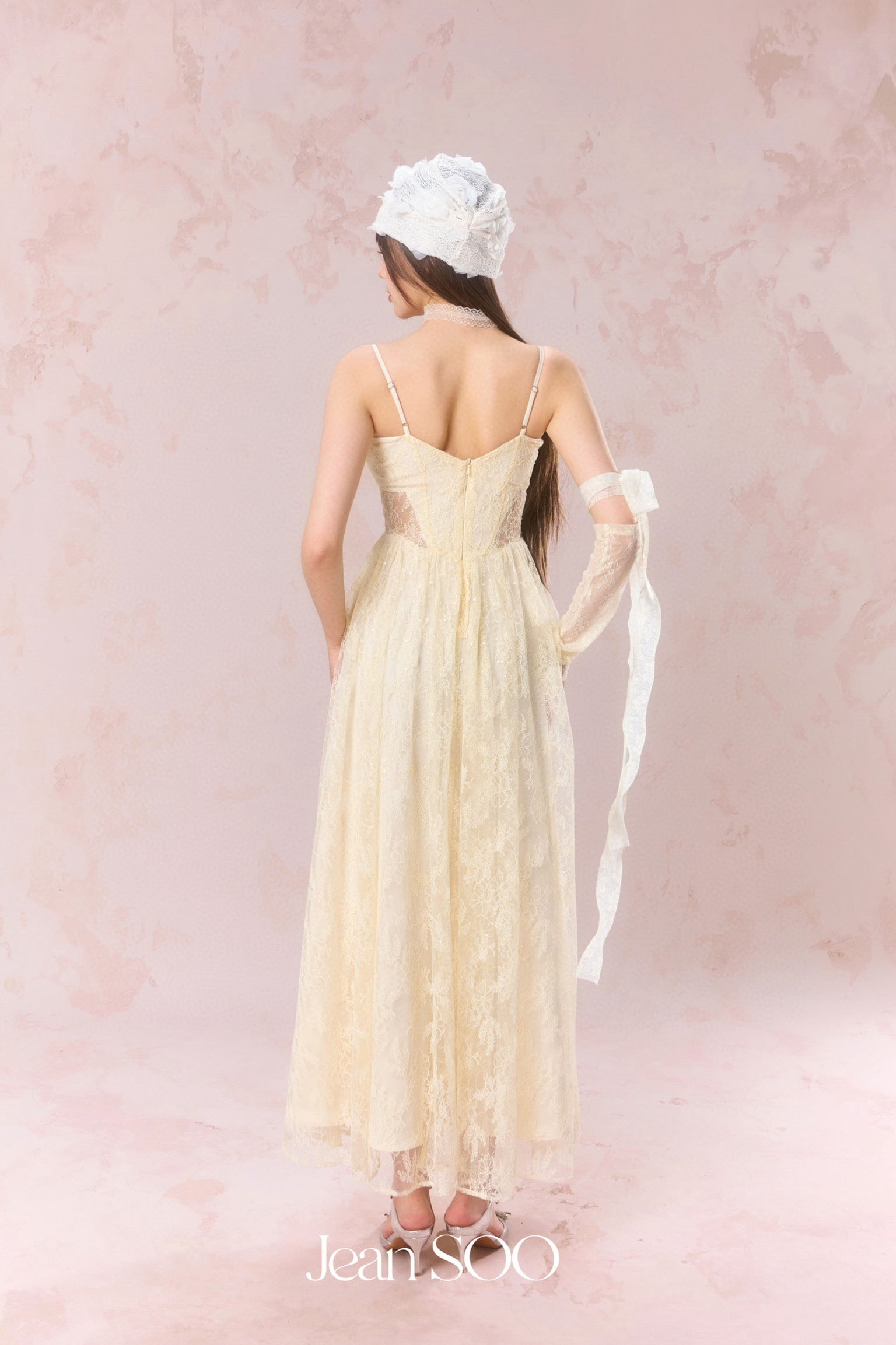 Jean Soo Lace perspective hollow camisole dress