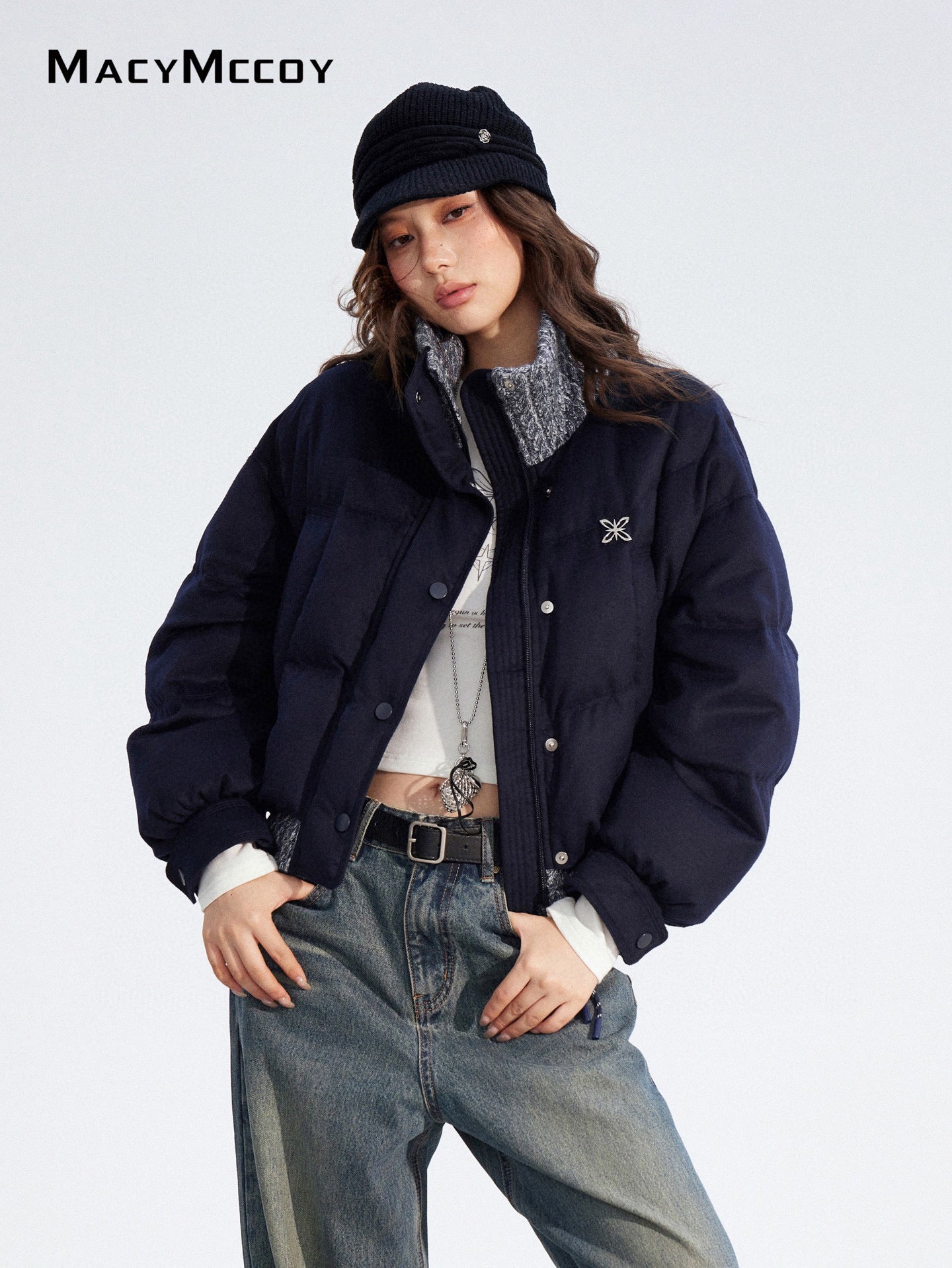 MacyMccoy MMC2025175 Fake two-piece spliced down jacket