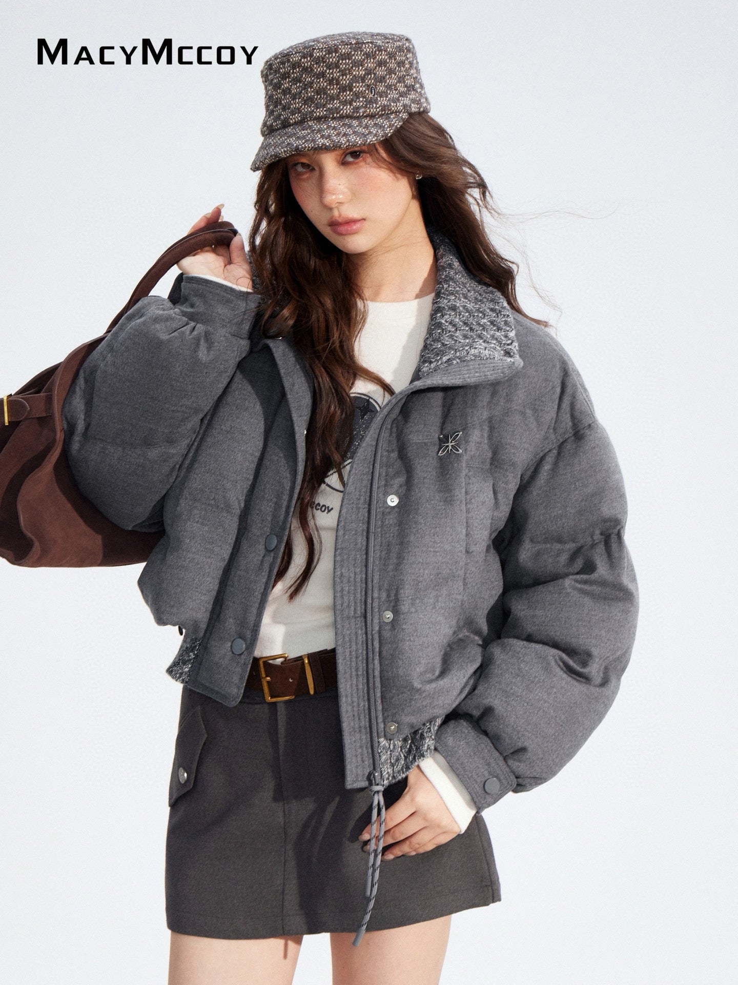 MacyMccoy MMC2025175 Fake two-piece spliced down jacket