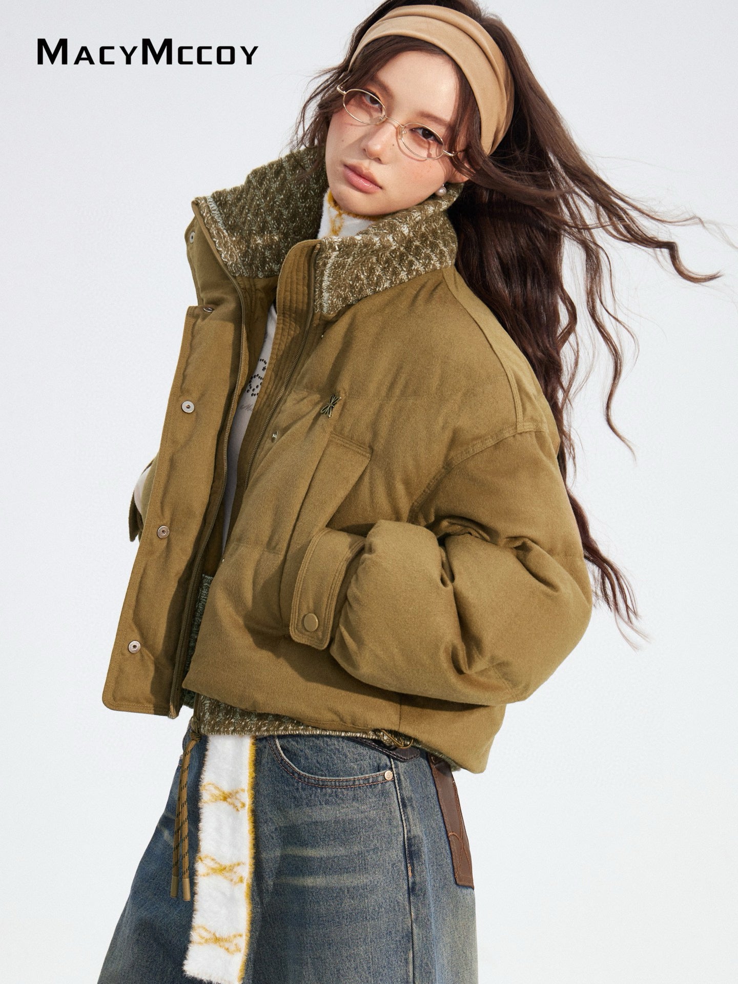 MacyMccoy MMC2025175 Fake two-piece spliced down jacket