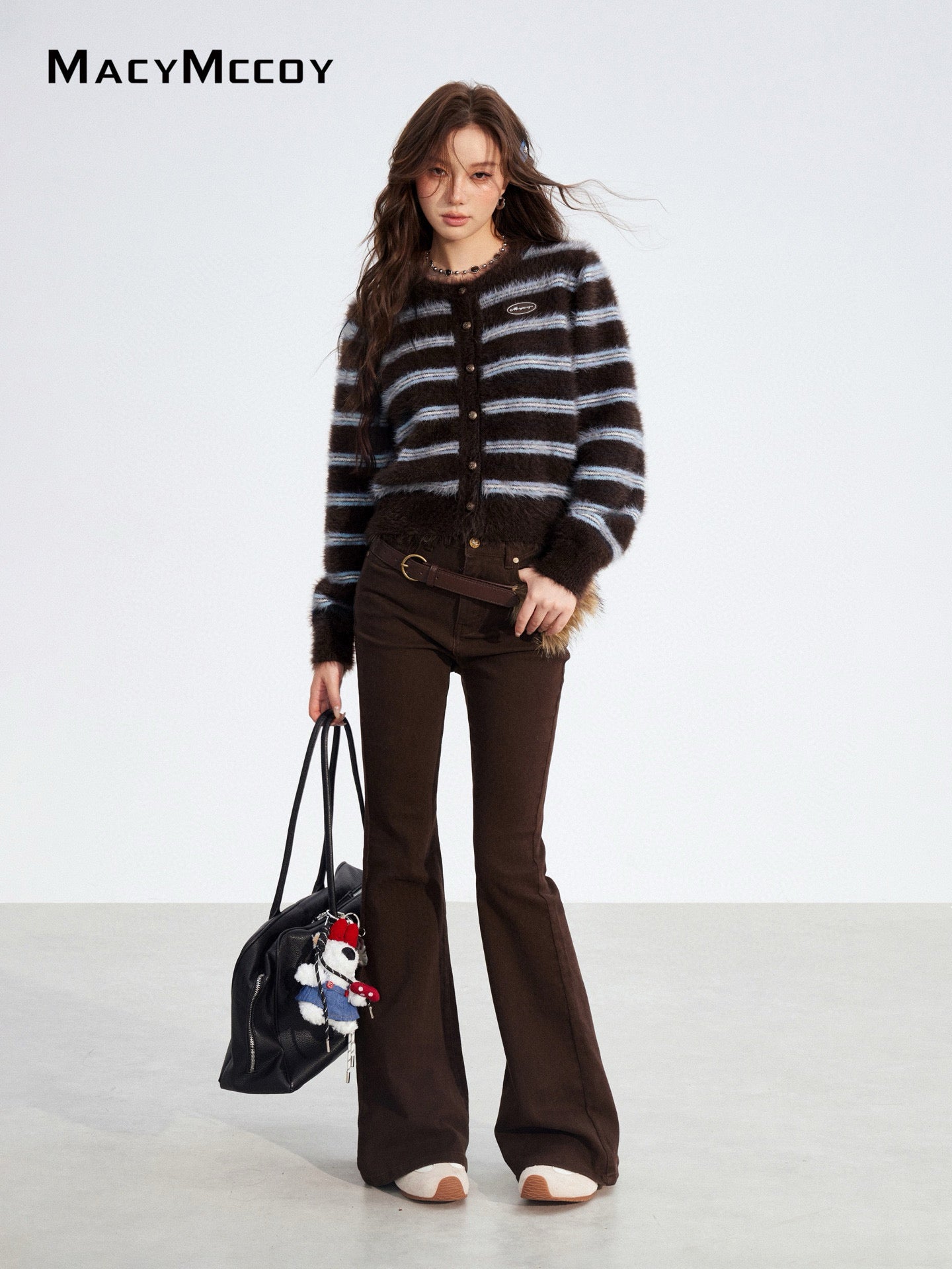 MacyMccoy MMC2025185 Mink fur striped sweater