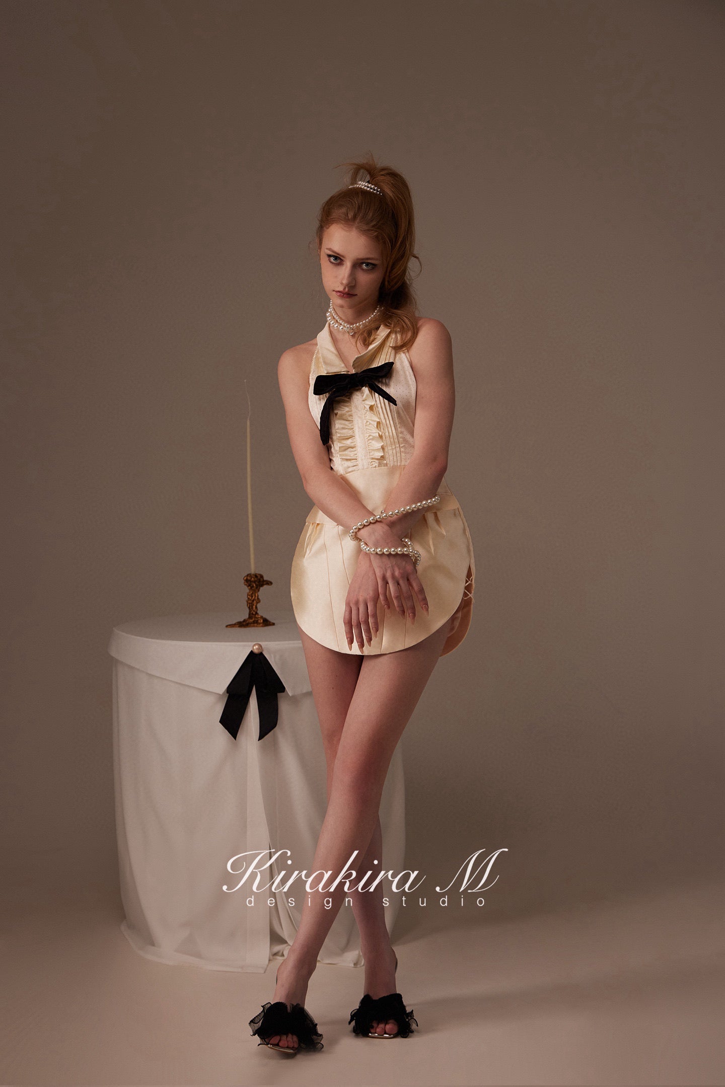 Kirakira.M Milky yellow v-neck dress