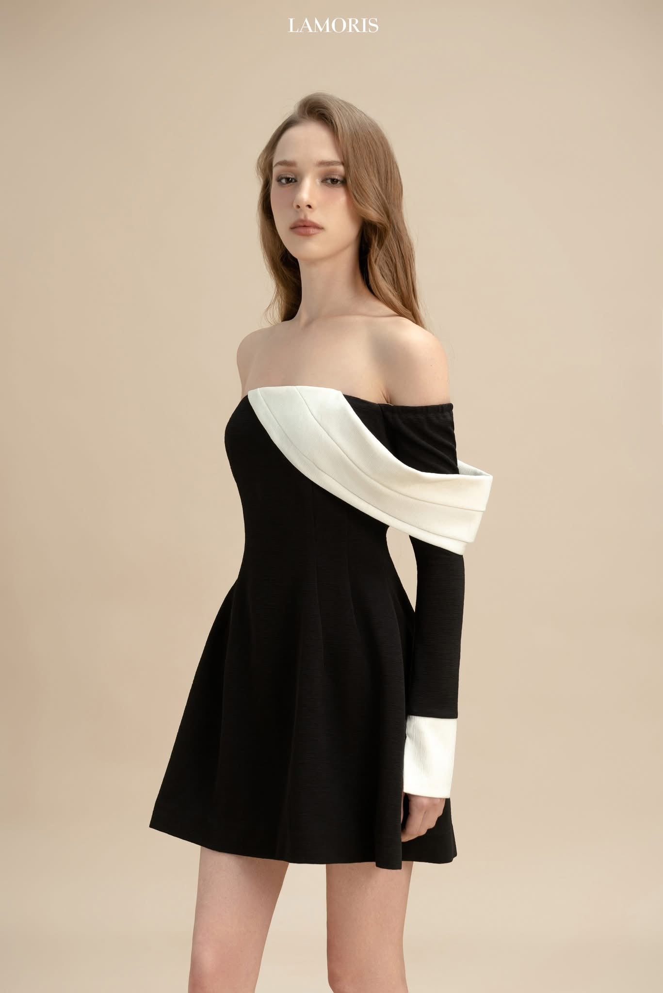 LAMORIS Black White Off Dress