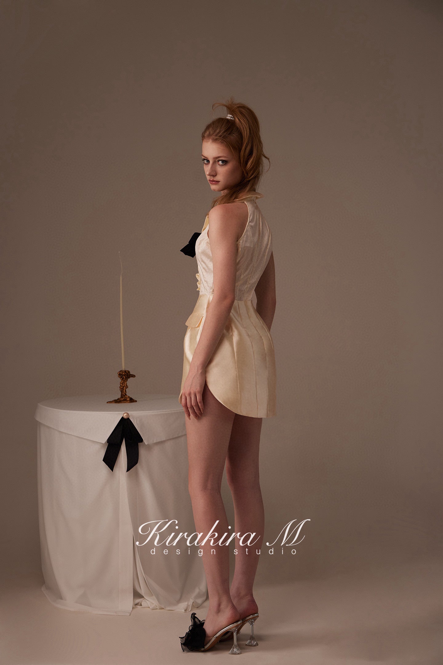 Kirakira.M Milky yellow v-neck dress