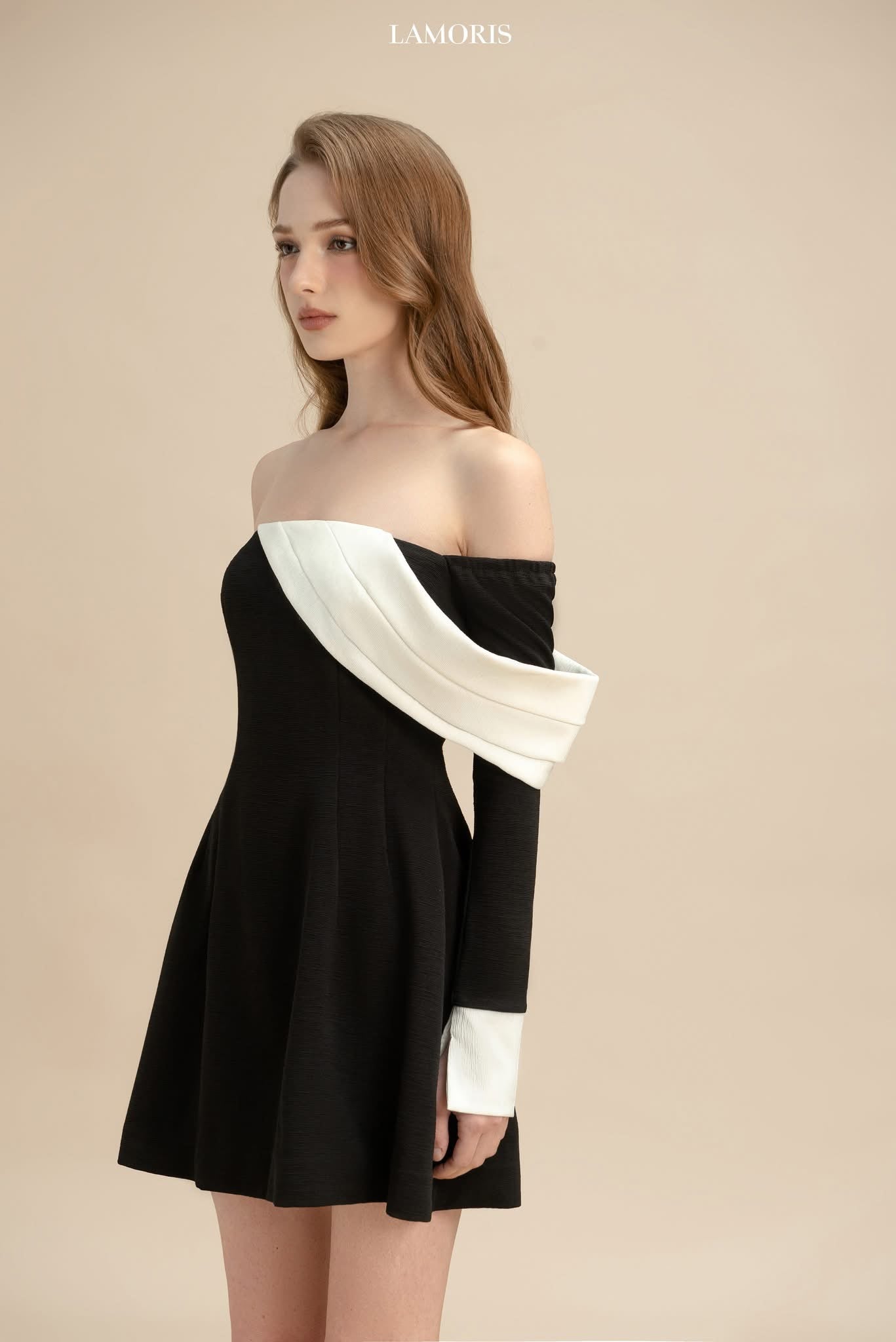 LAMORIS Black White Off Dress