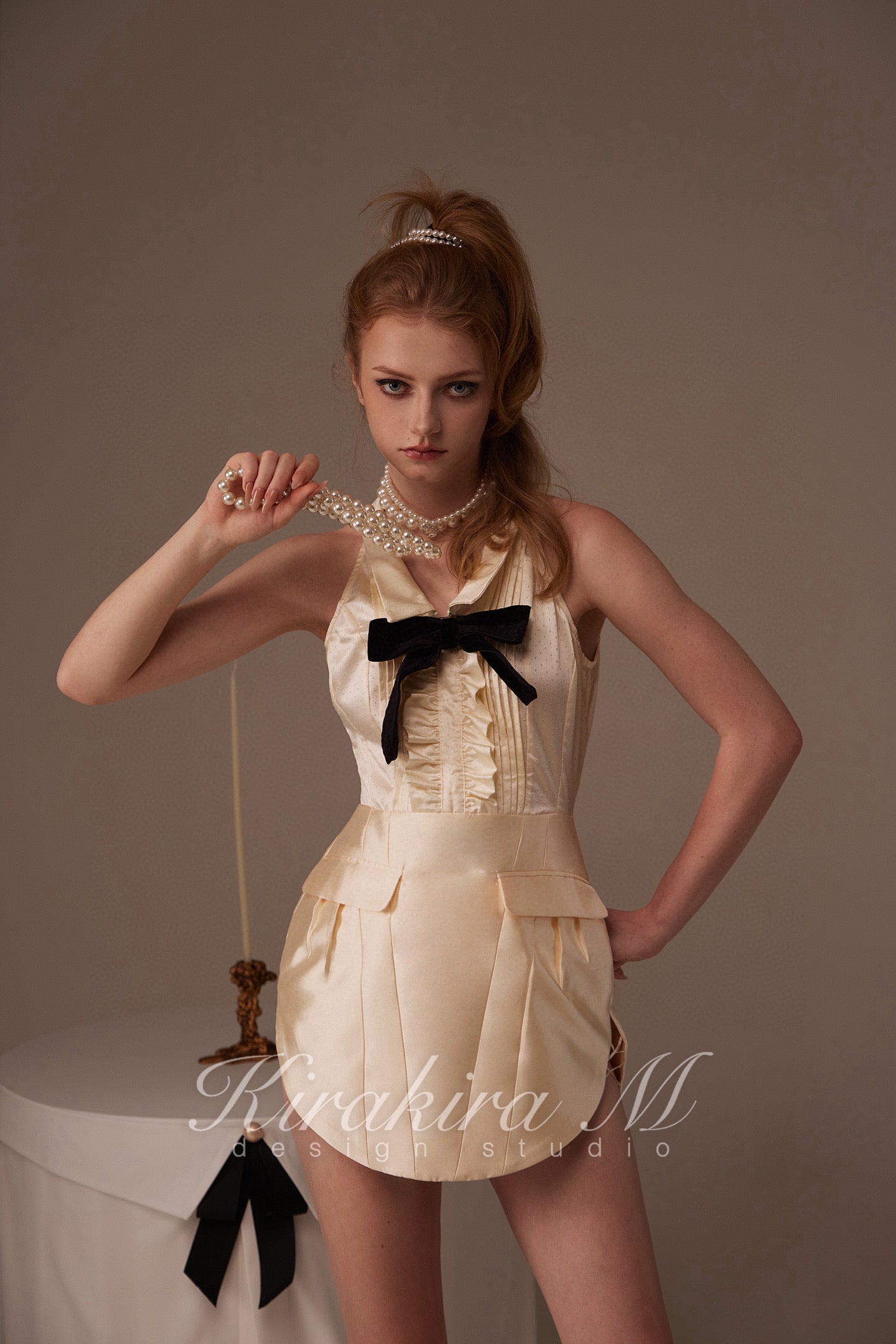 Kirakira.M Milky yellow v-neck dress