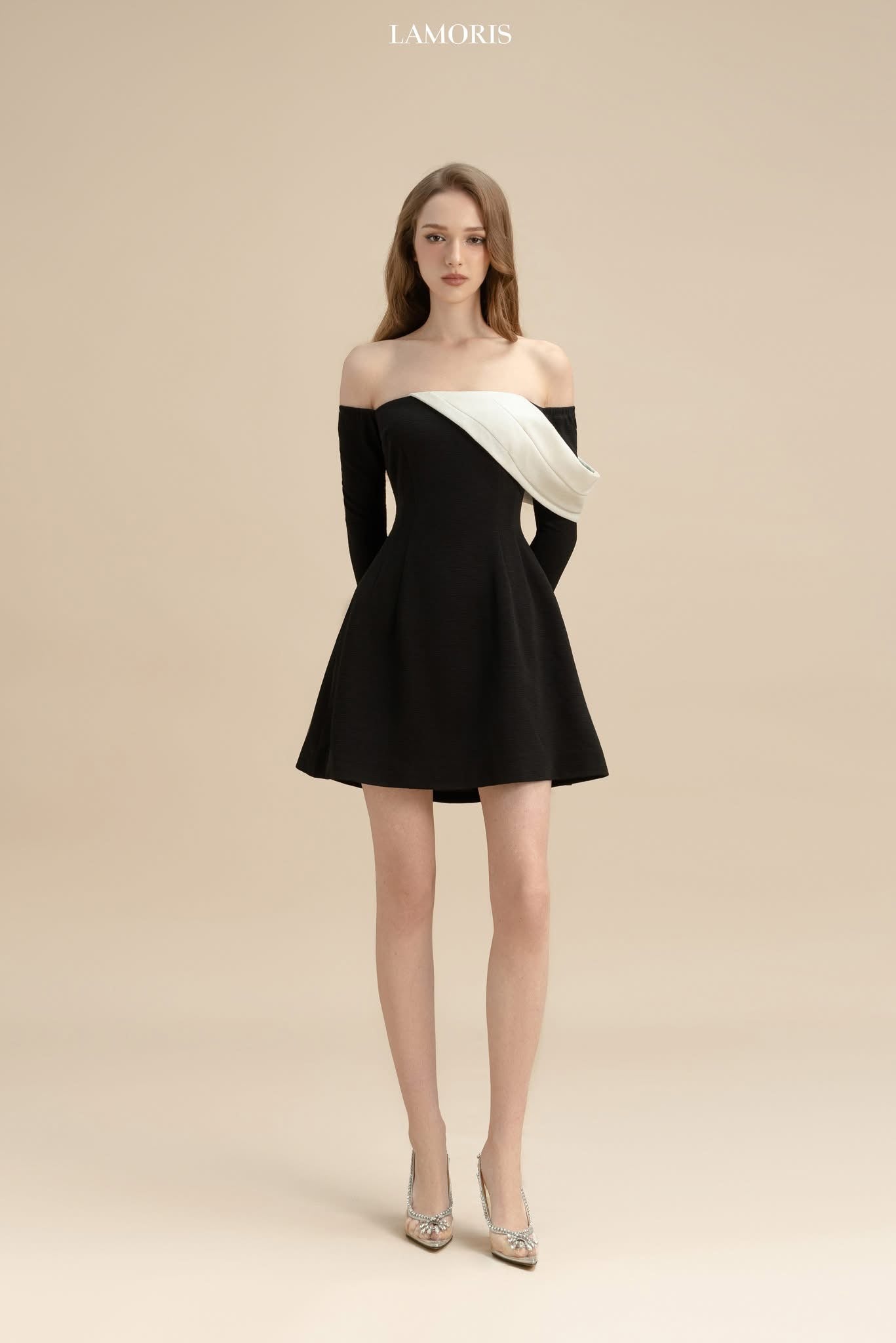 LAMORIS Black White Off Dress
