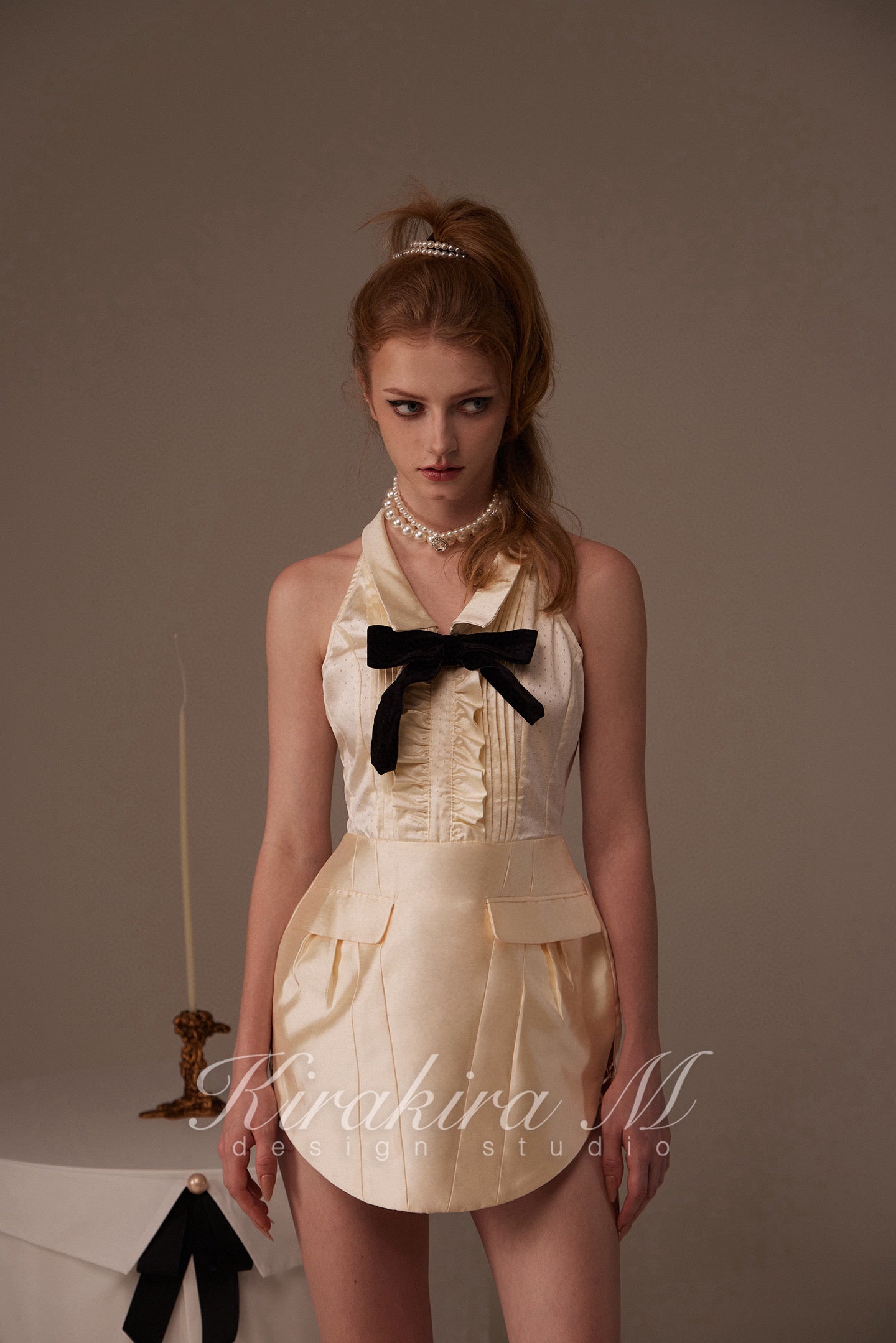 Kirakira.M Milky yellow v-neck dress