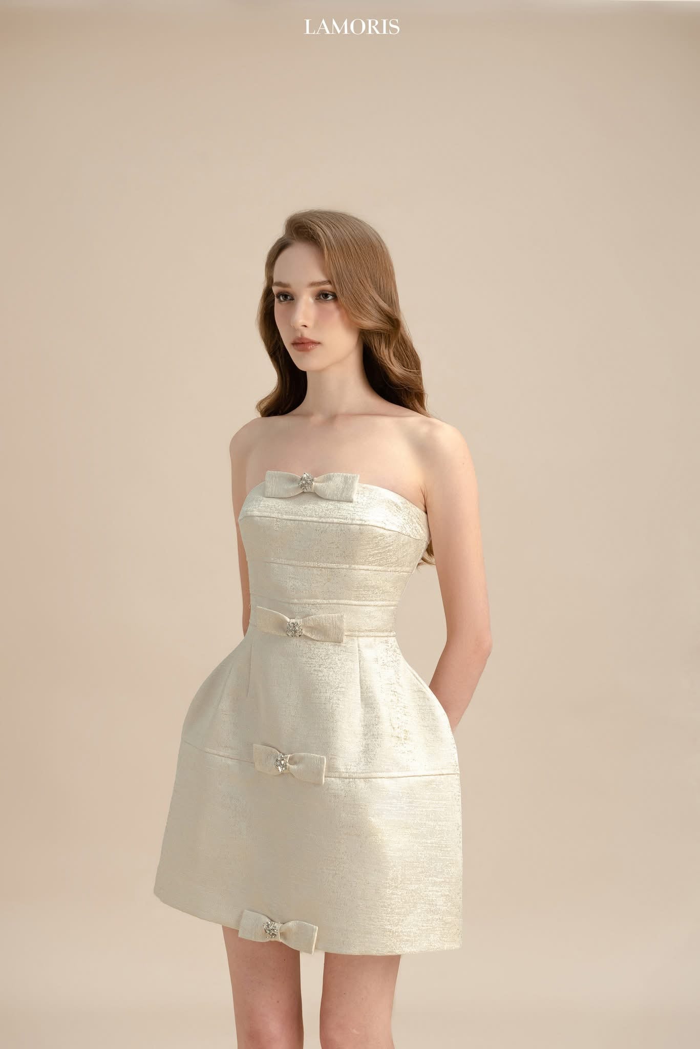 LAMORIS Pearl Stone Bow Dress