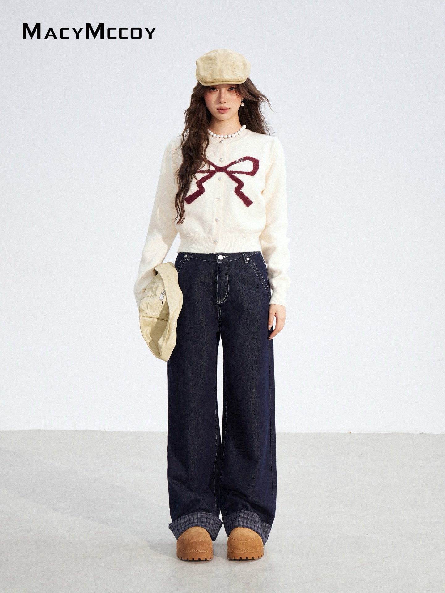 MacyMccoy MMC2025184 Bow tie short sweater