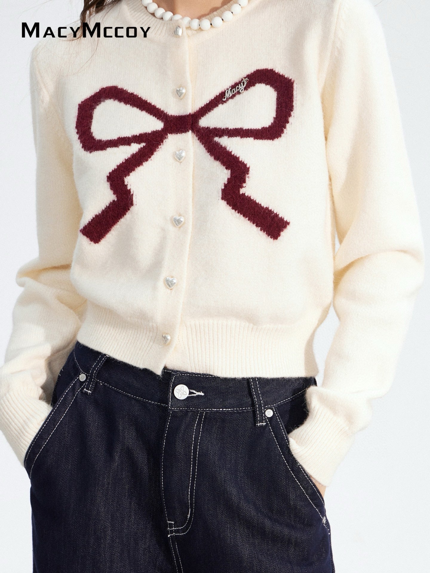 MacyMccoy MMC2025184 Bow tie short sweater