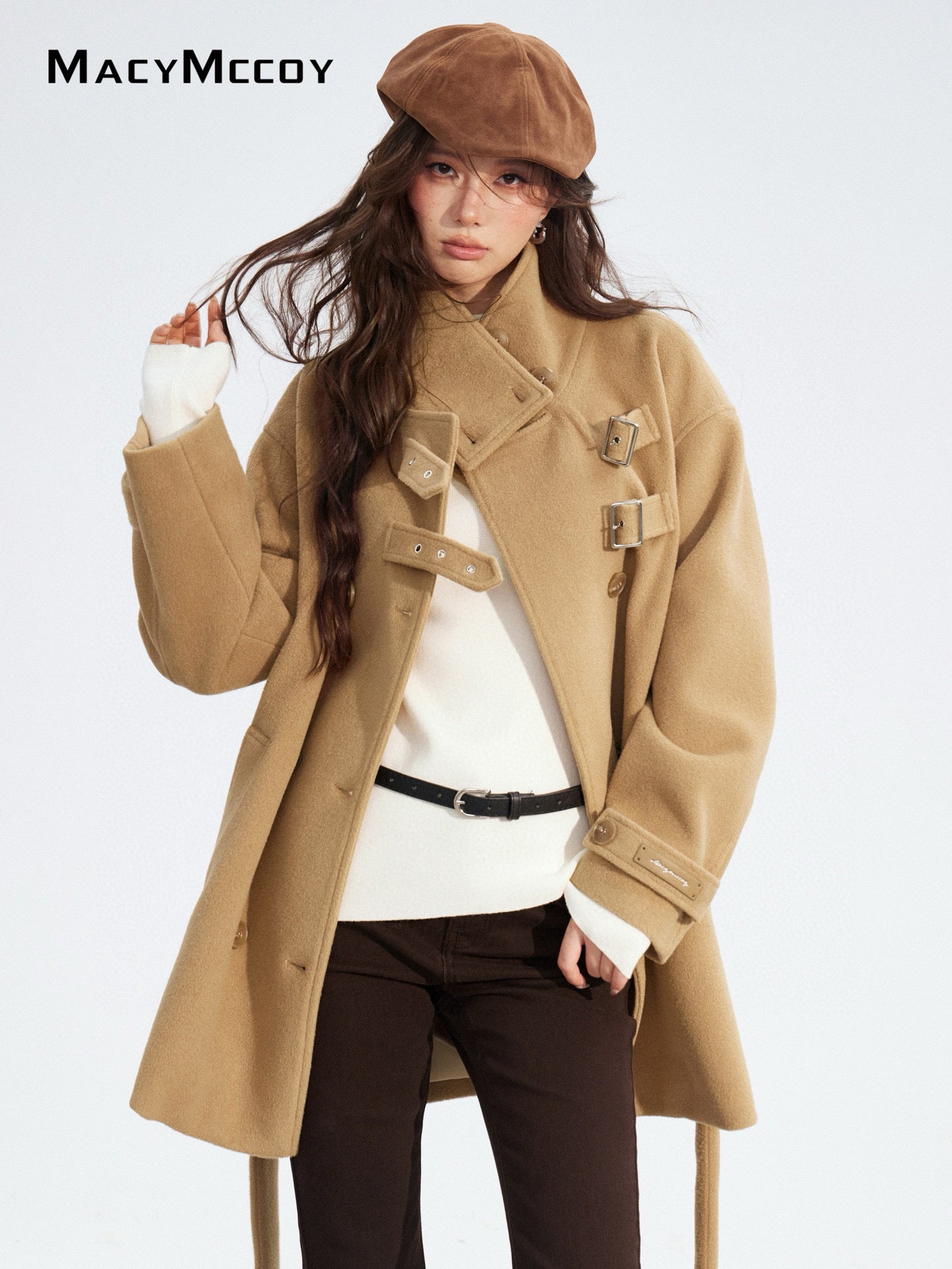 MacyMccoy MMC2025182 Double breasted woolen coat