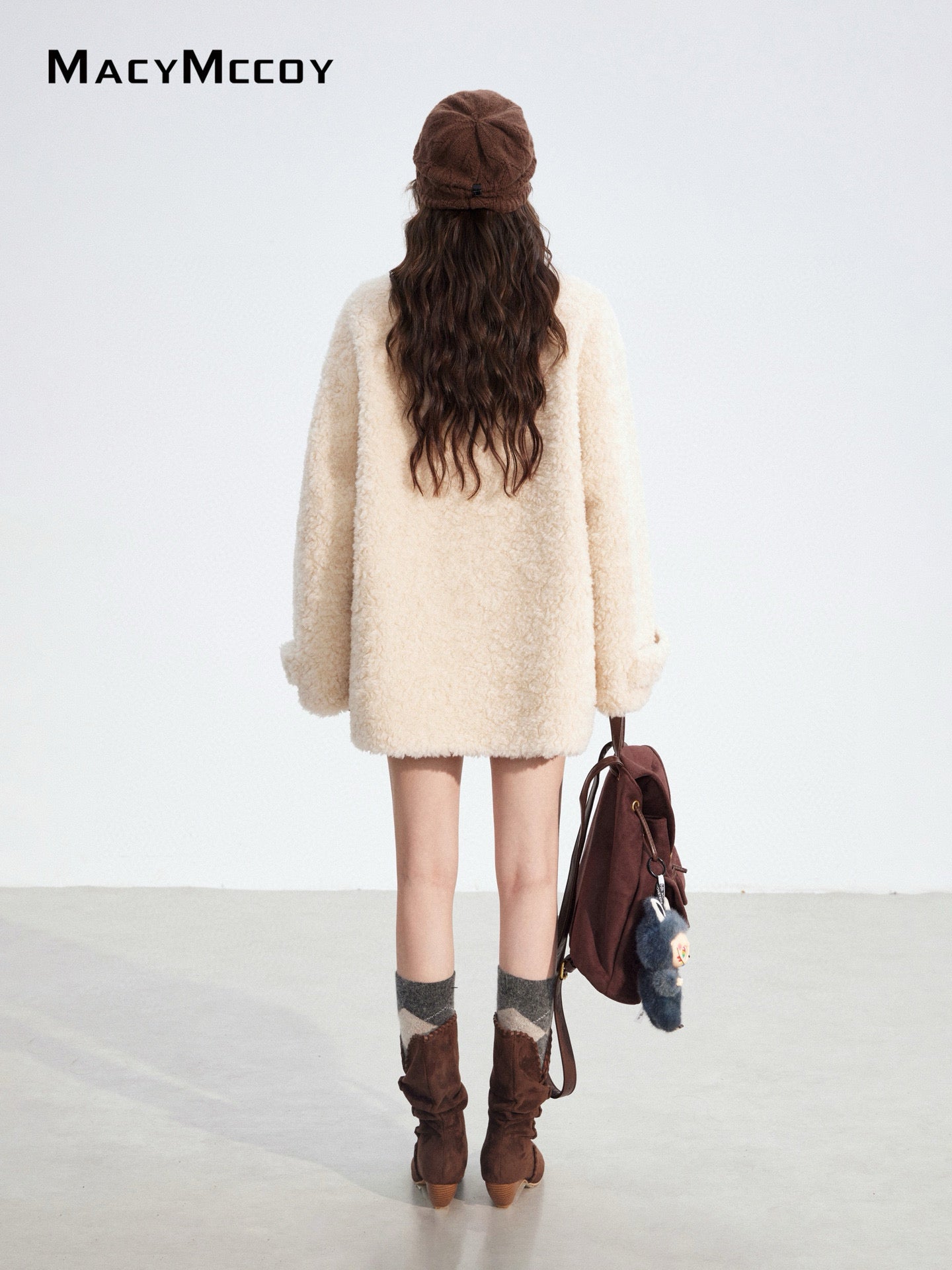 MacyMccoy MMC2025190 Woolen leather buttoned coat