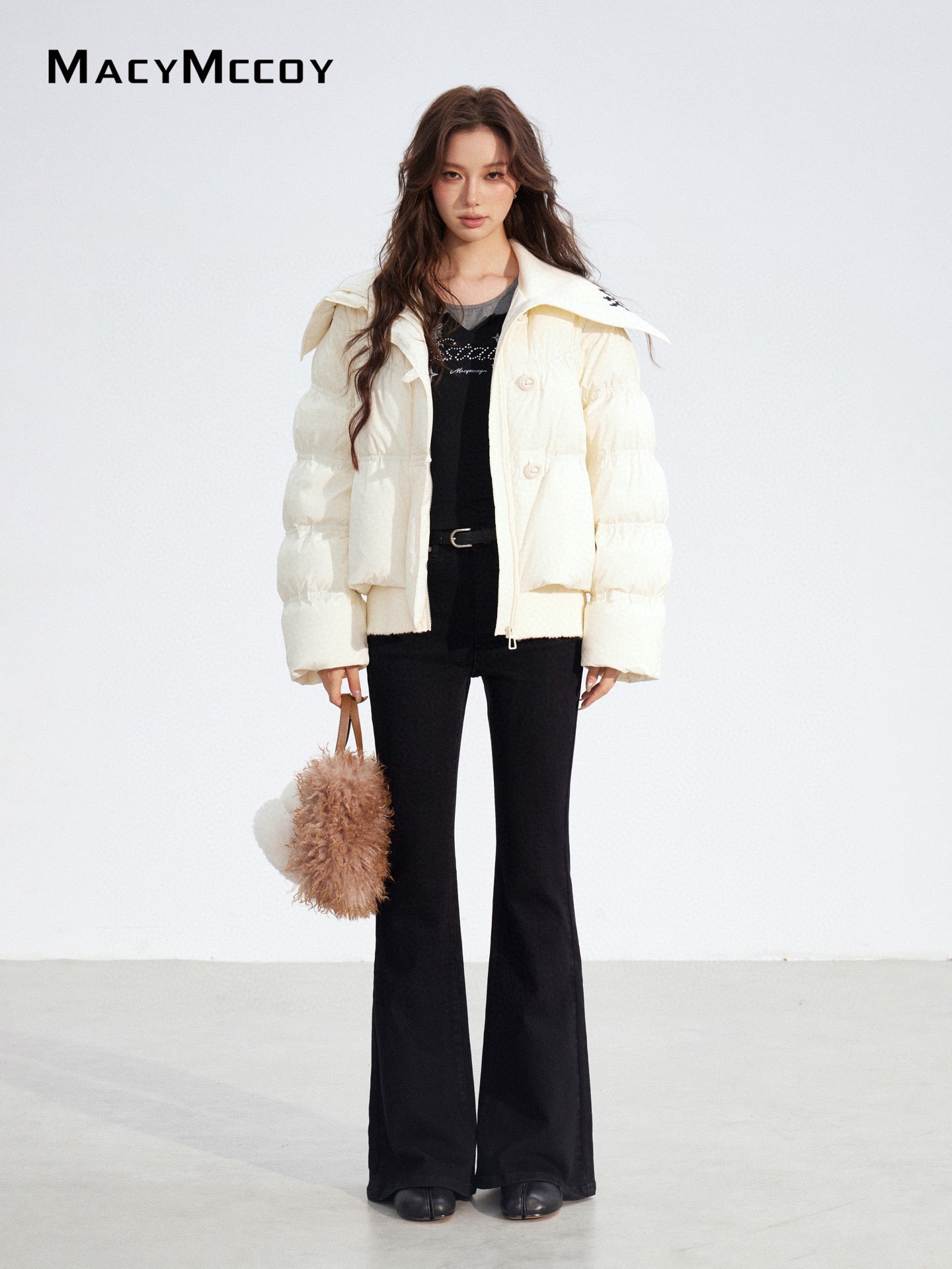 MacyMccoy MMC2025183 Large collar spliced down jacket