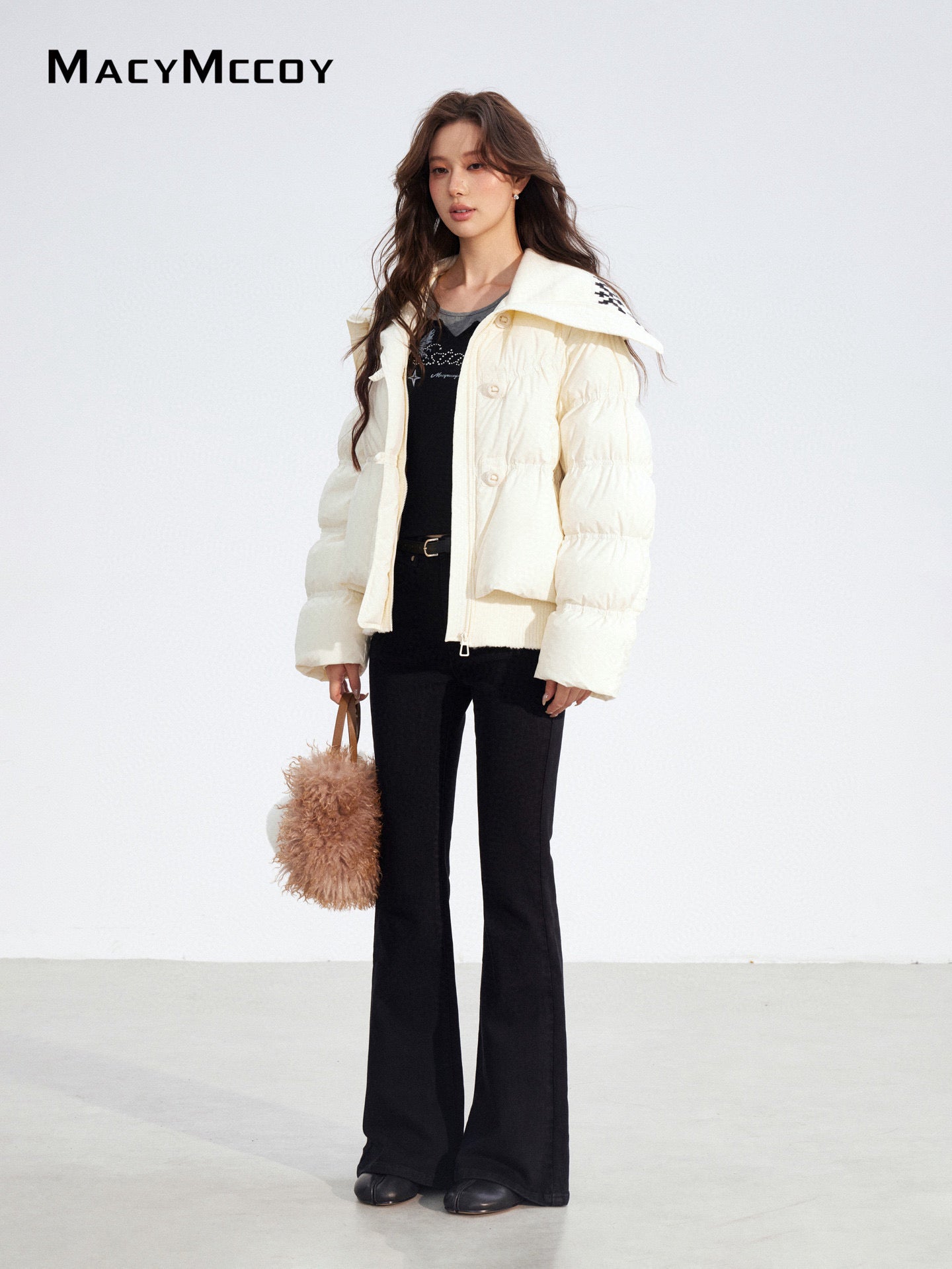 MacyMccoy MMC2025183 Large collar spliced down jacket