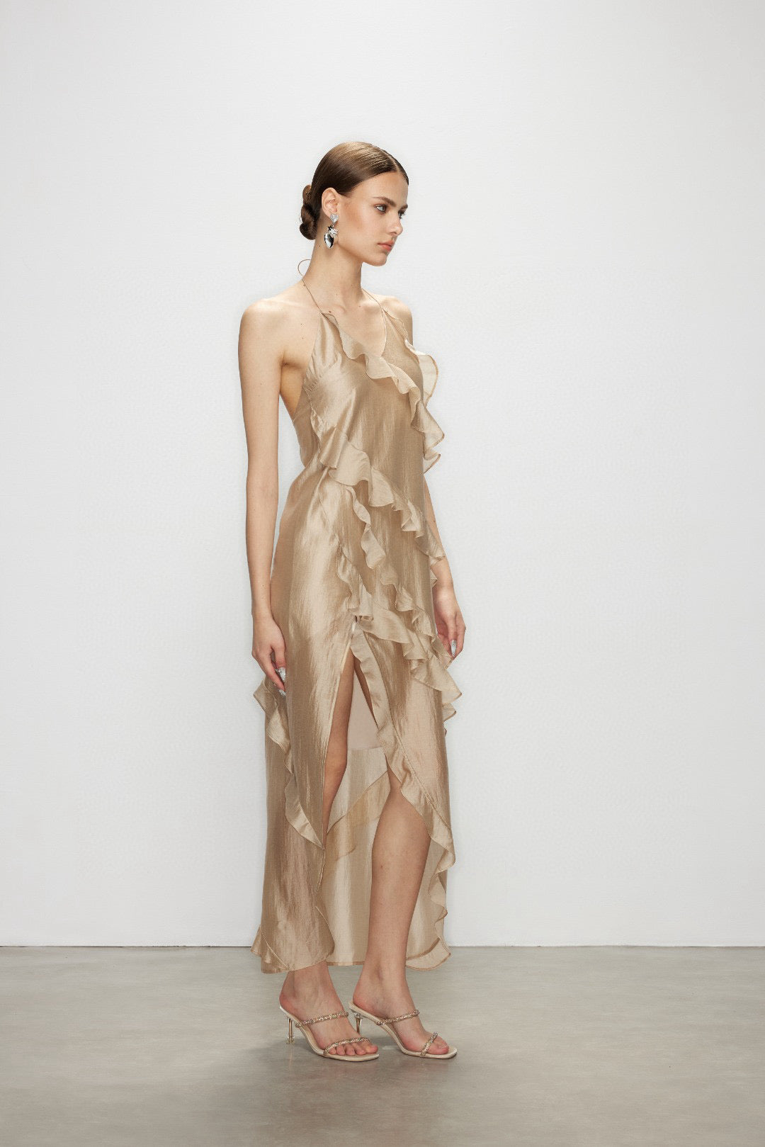 Artel Retro AR-25AW-DR012 Lotus leaf edge high slit vacation dress
