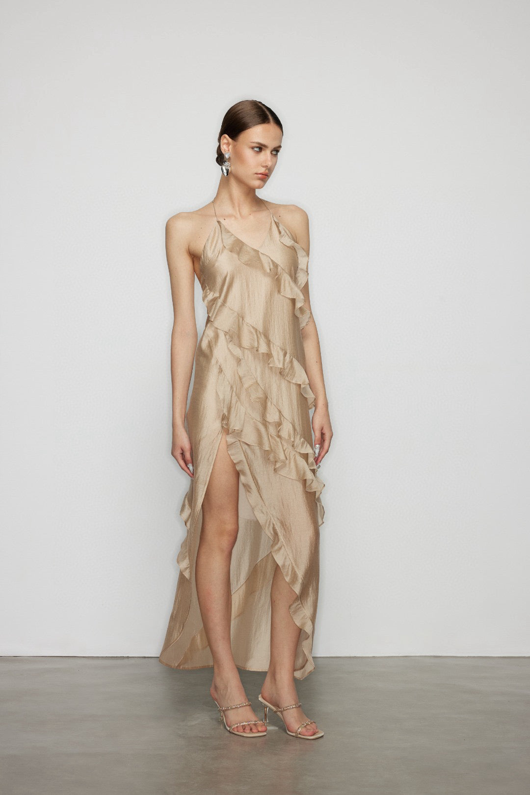 Artel Retro AR-25AW-DR012 Lotus leaf edge high slit vacation dress