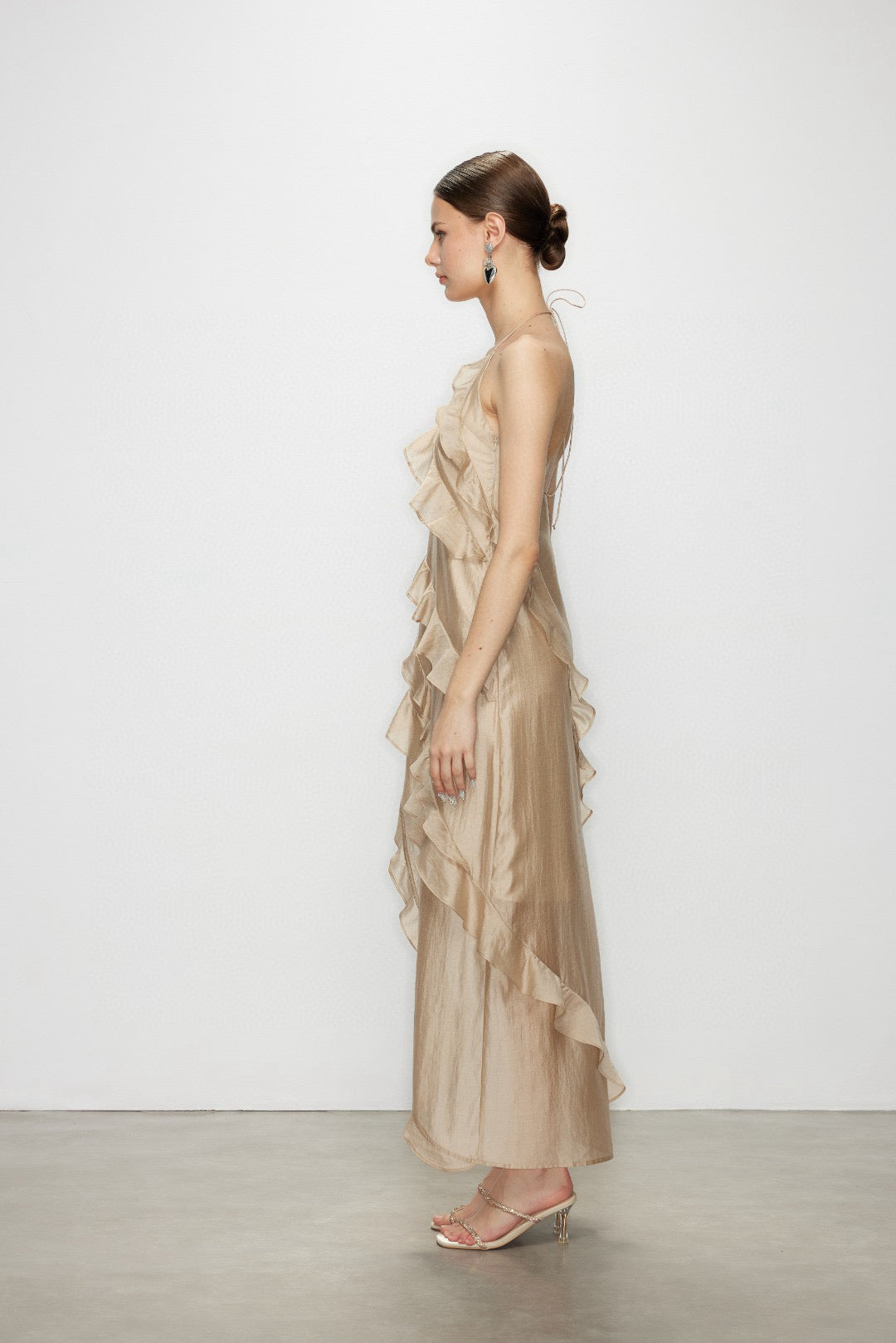 Artel Retro AR-25AW-DR012 Lotus leaf edge high slit vacation dress