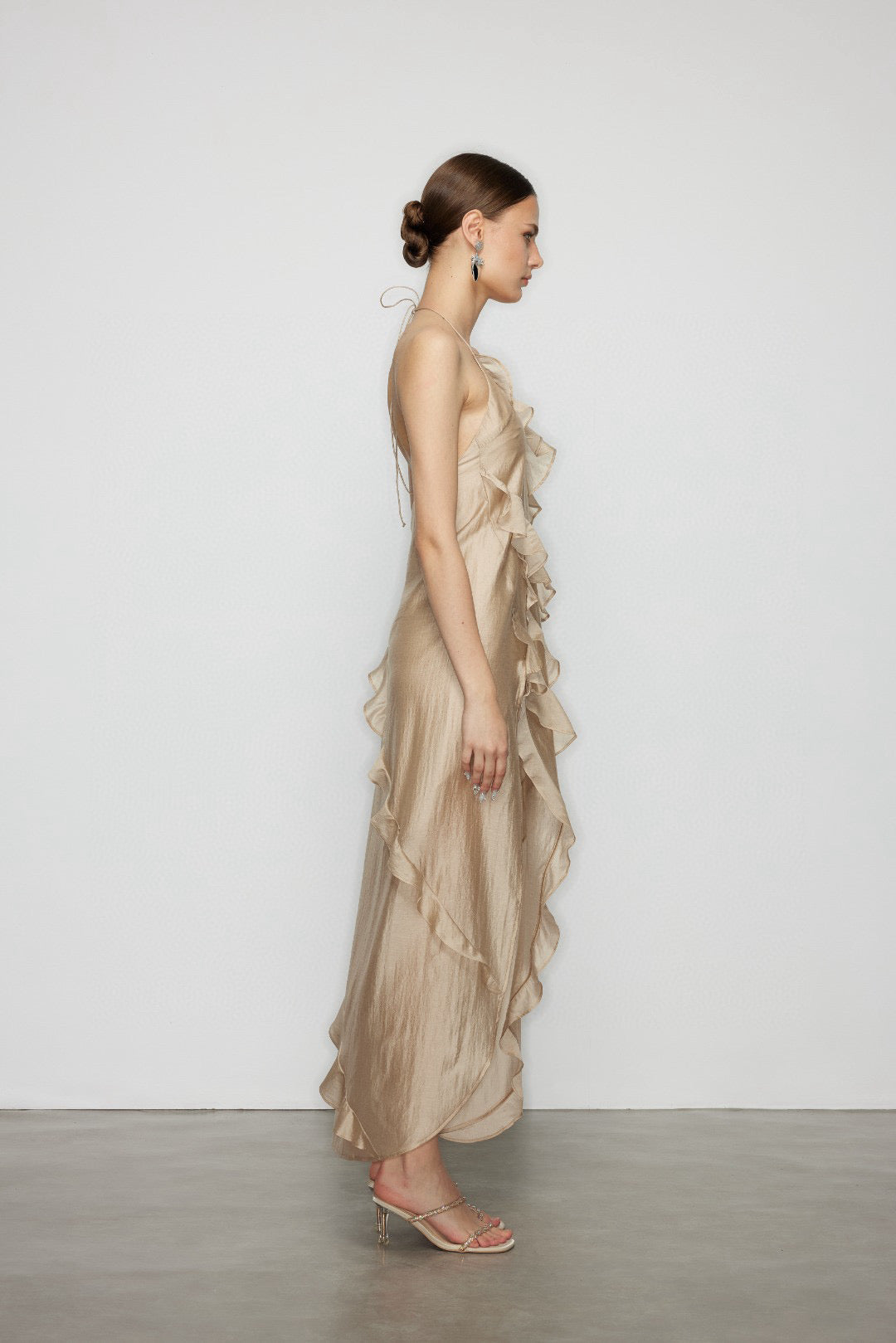 Artel Retro AR-25AW-DR012 Lotus leaf edge high slit vacation dress