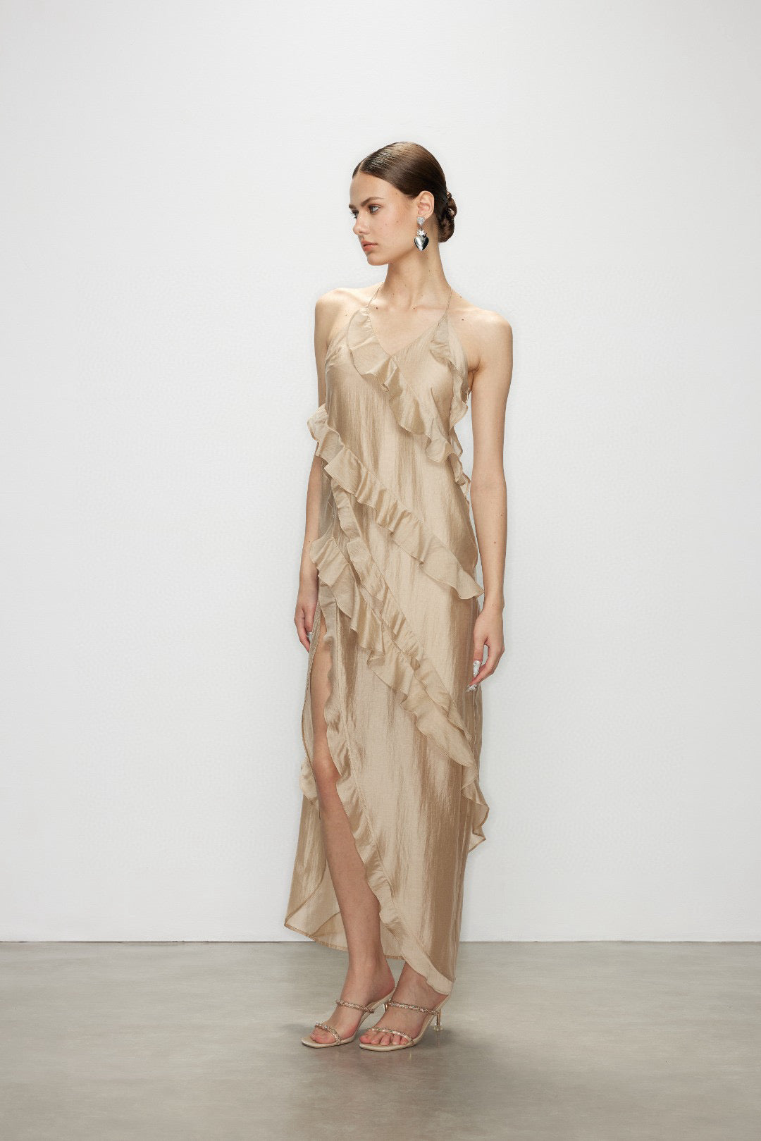 Artel Retro AR-25AW-DR012 Lotus leaf edge high slit vacation dress
