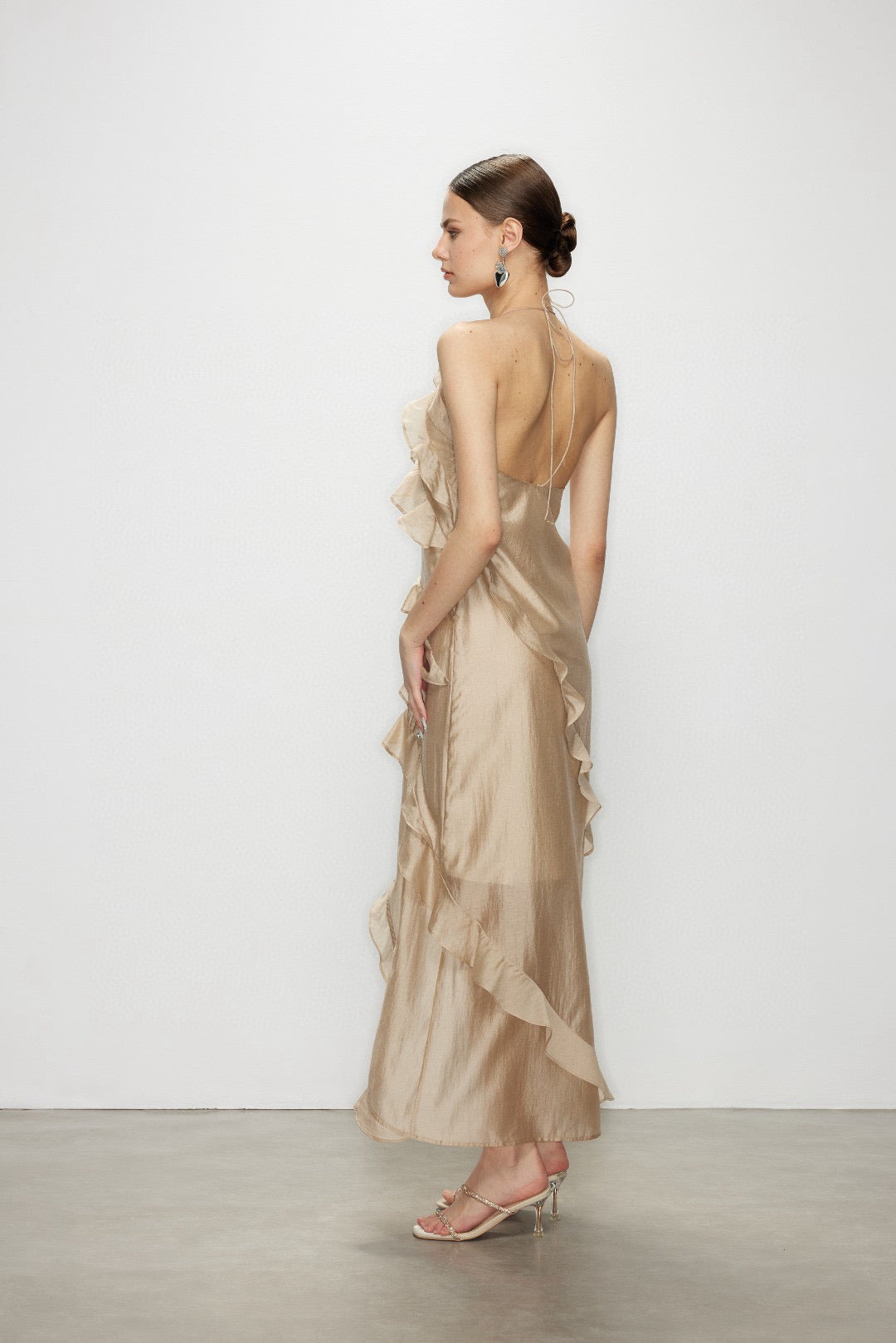 Artel Retro AR-25AW-DR012 Lotus leaf edge high slit vacation dress