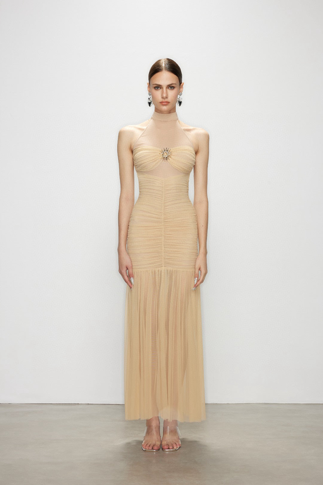 Artel Retro AR-25AW-DR005 Halter neck mesh maxi dress