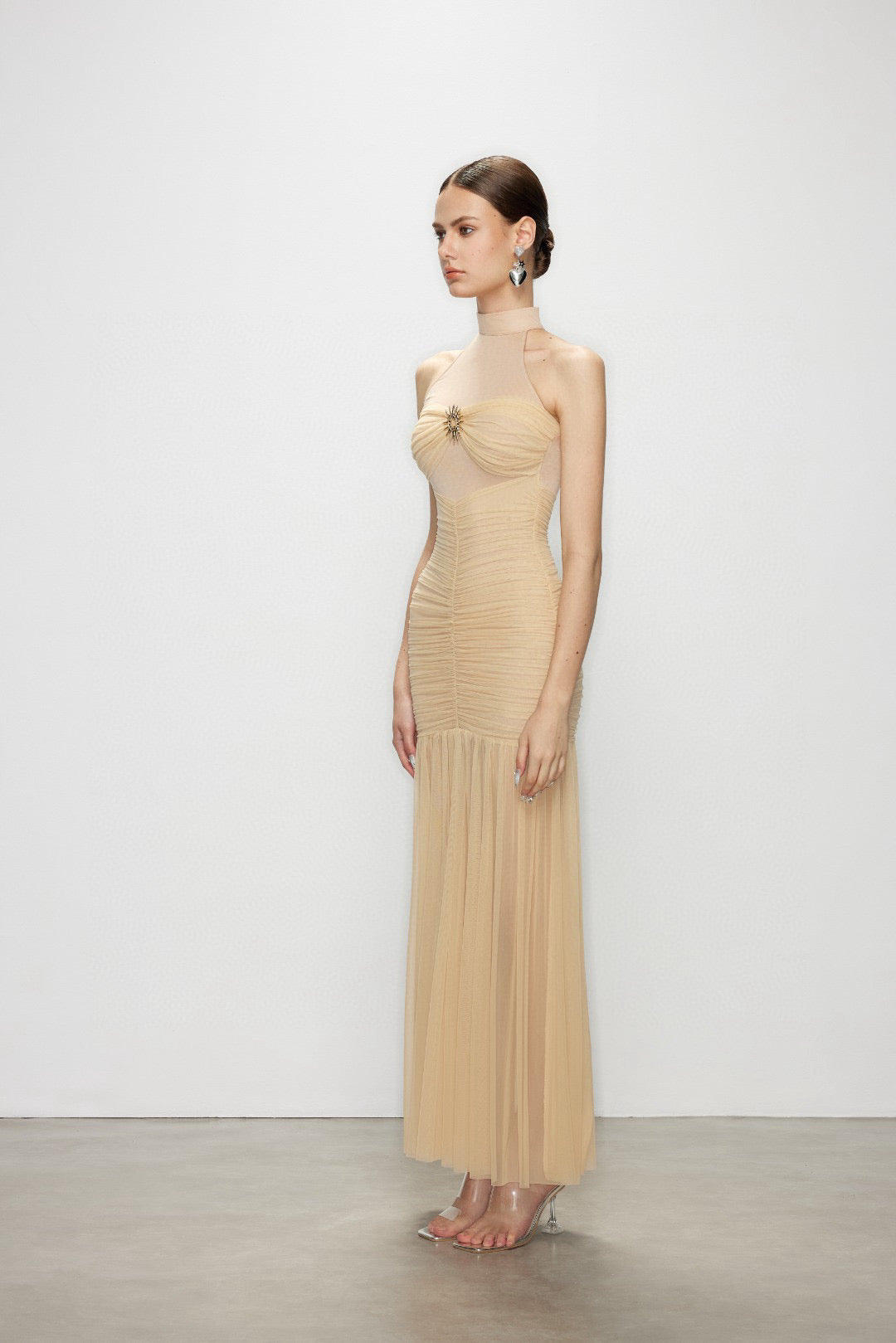 Artel Retro AR-25AW-DR005 Halter neck mesh maxi dress