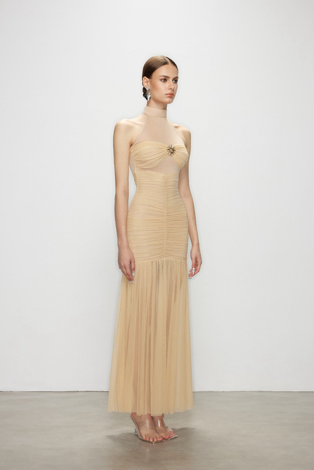 Artel Retro AR-25AW-DR005 Halter neck mesh maxi dress