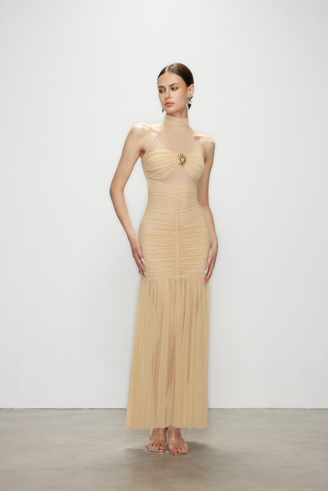 Artel Retro AR-25AW-DR005 Halter neck mesh maxi dress