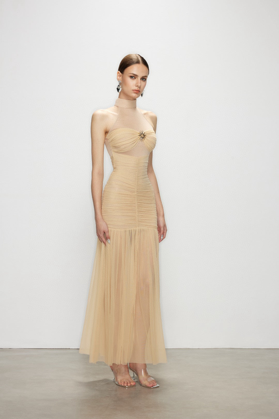 Artel Retro AR-25AW-DR005 Halter neck mesh maxi dress
