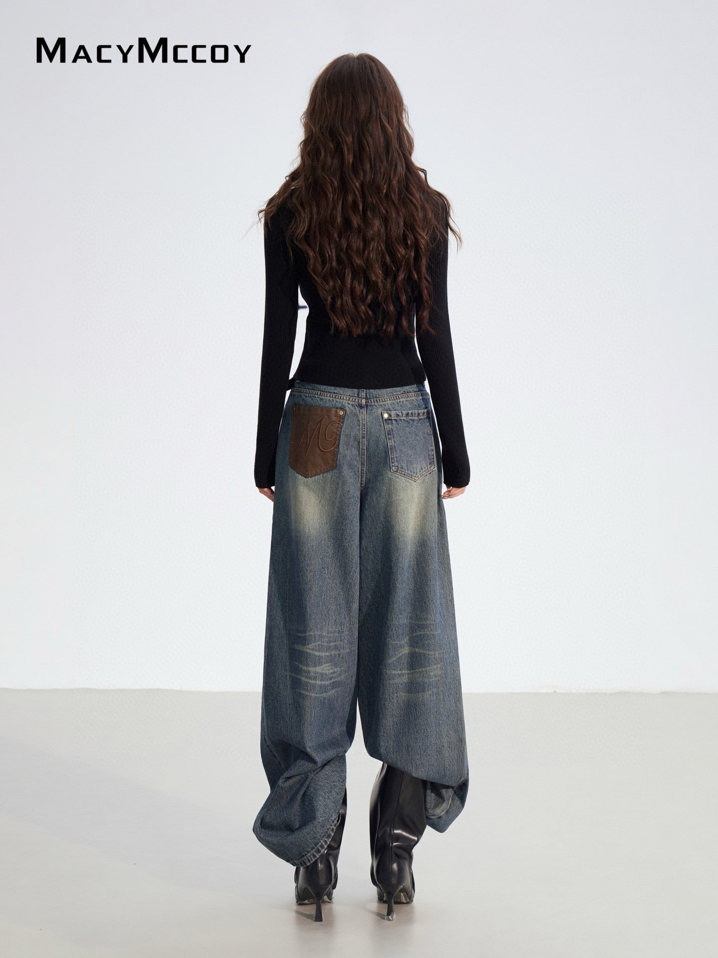 MacyMccoy MMC2025193 Fake two-piece spliced knitted base top