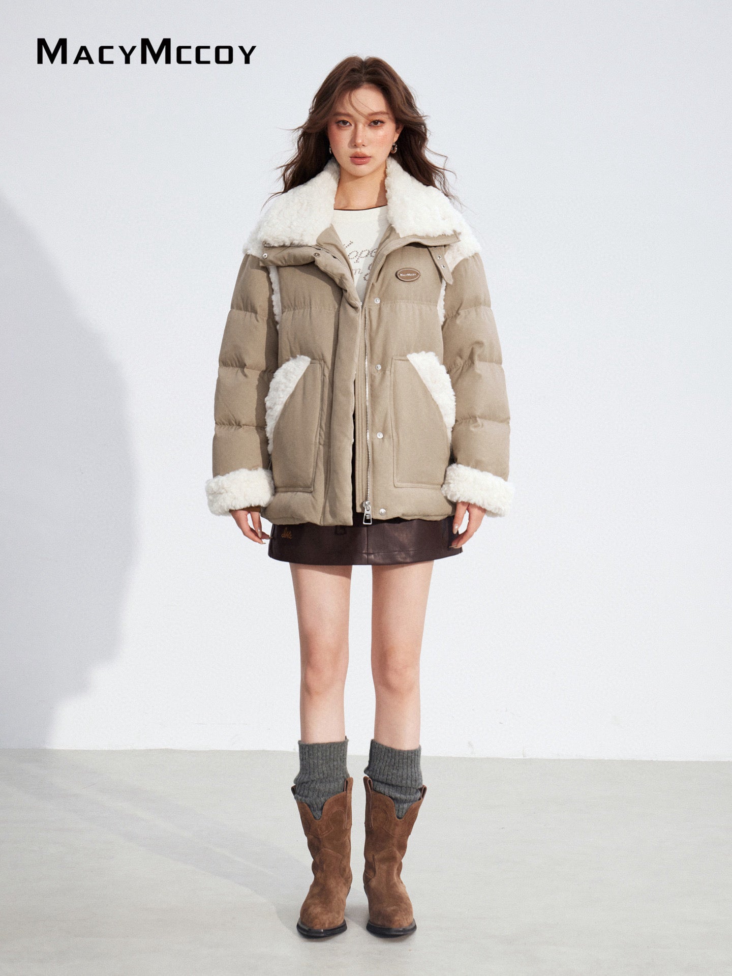 MacyMccoy MMC2025189 Lamb wool spliced down jacket