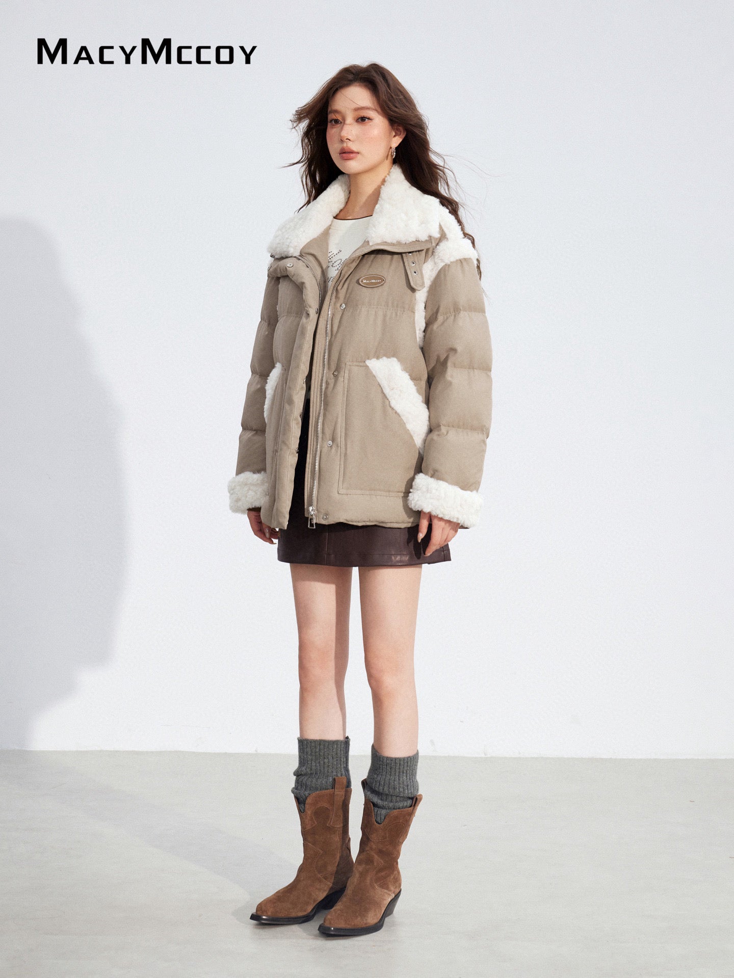 MacyMccoy MMC2025189 Lamb wool spliced down jacket