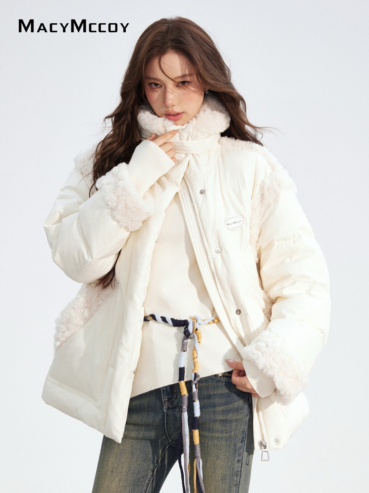 MacyMccoy MMC2025189 Lamb wool spliced down jacket