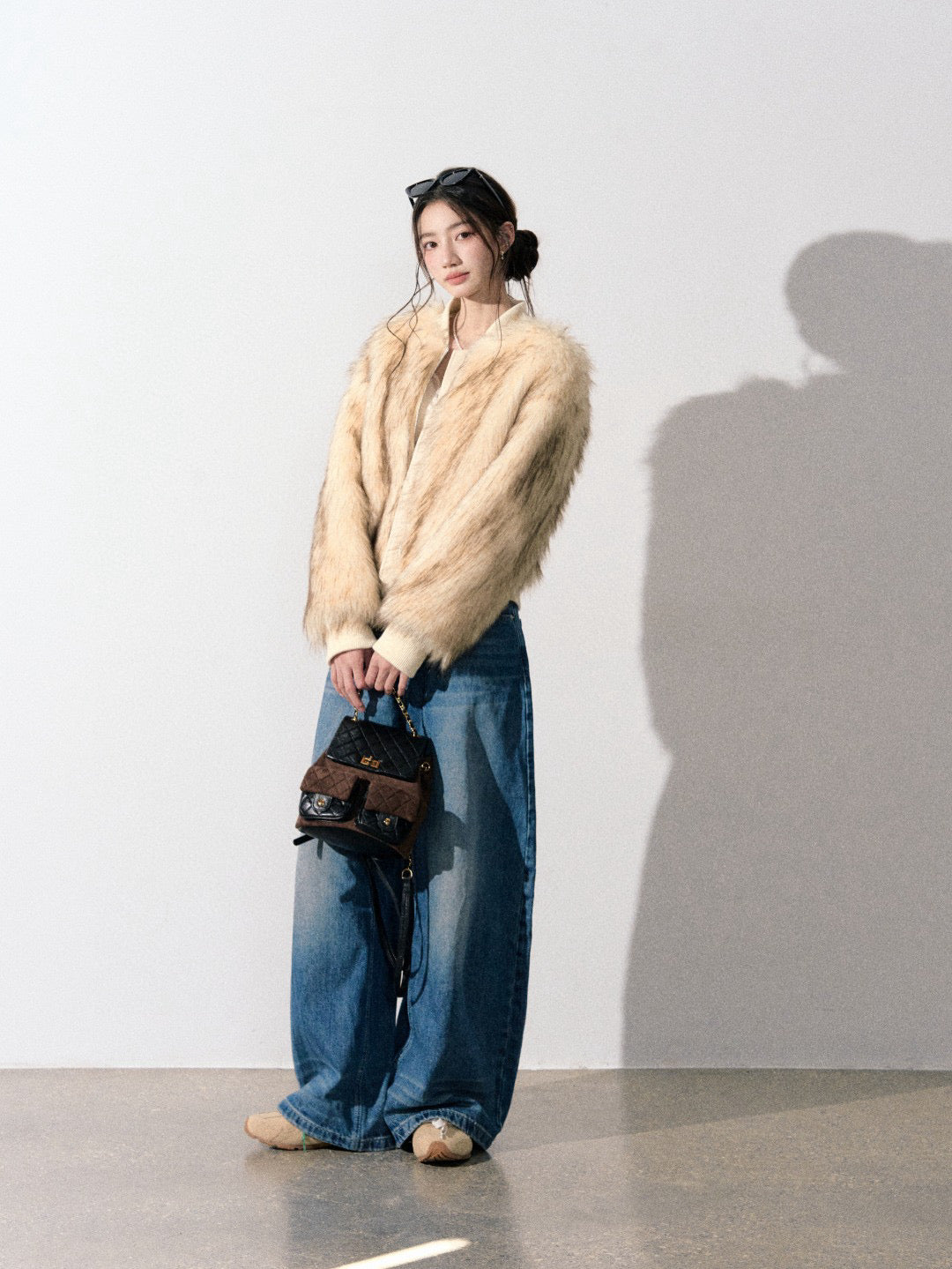 Lafreedom LAF350934 Round neck fur plush jacket