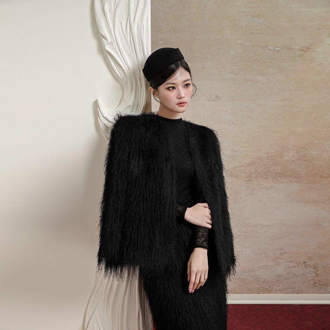 Delicate AURA JACKET & AURA SKIRT & MICA TOP (BLACK)