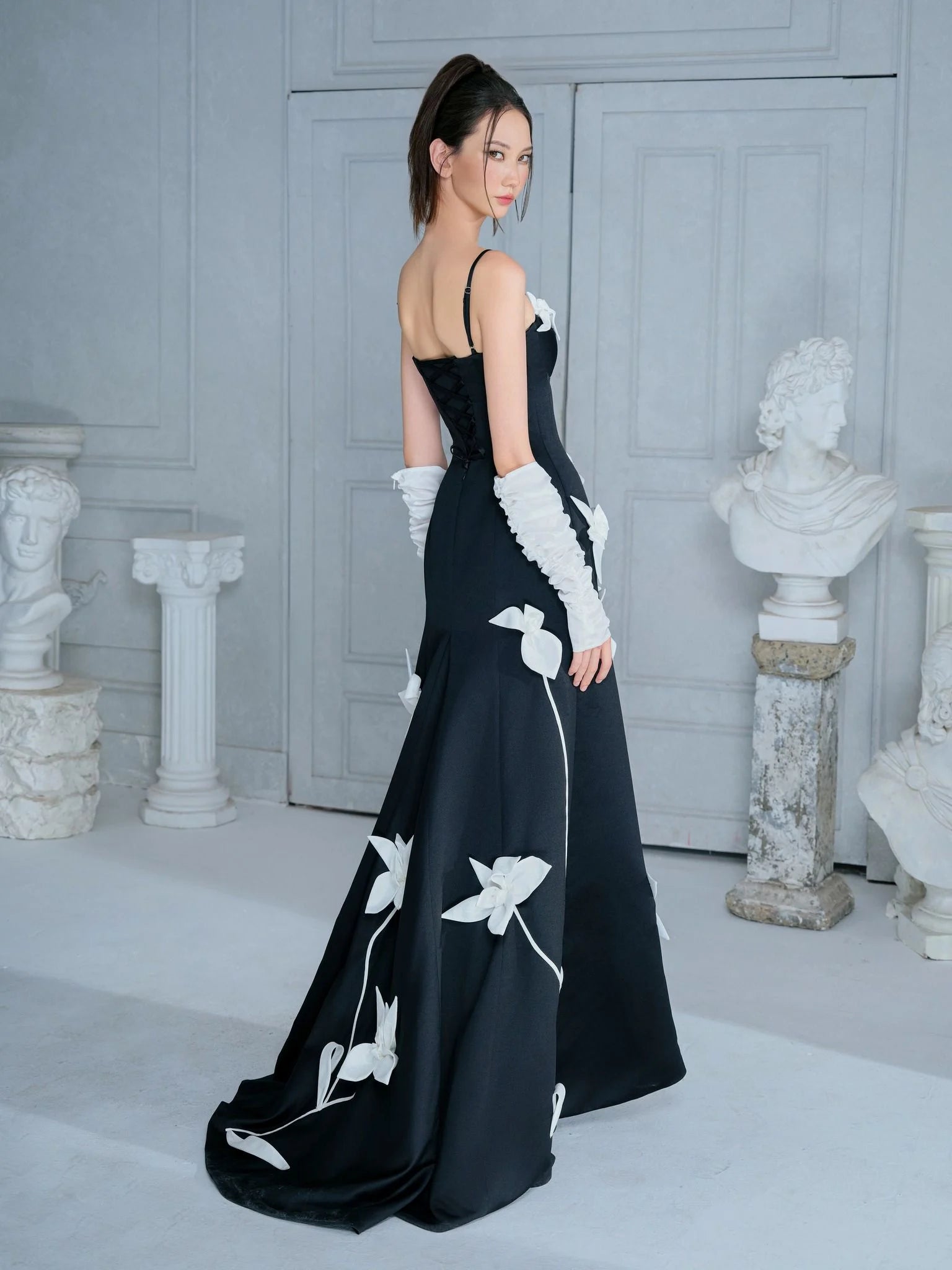 RITARA Tulip Flower Black Dress