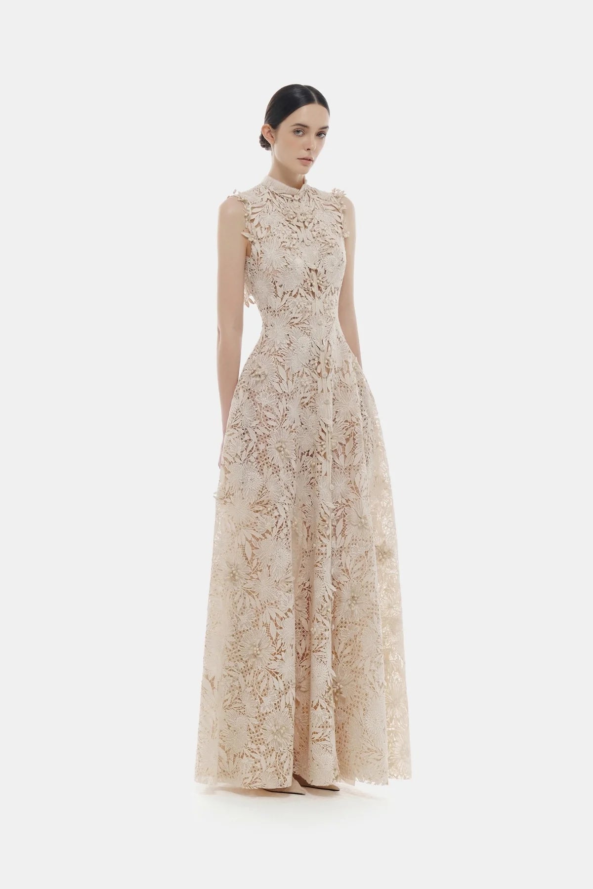 Montsand Pastel Crystal Beaded Maxi Dress