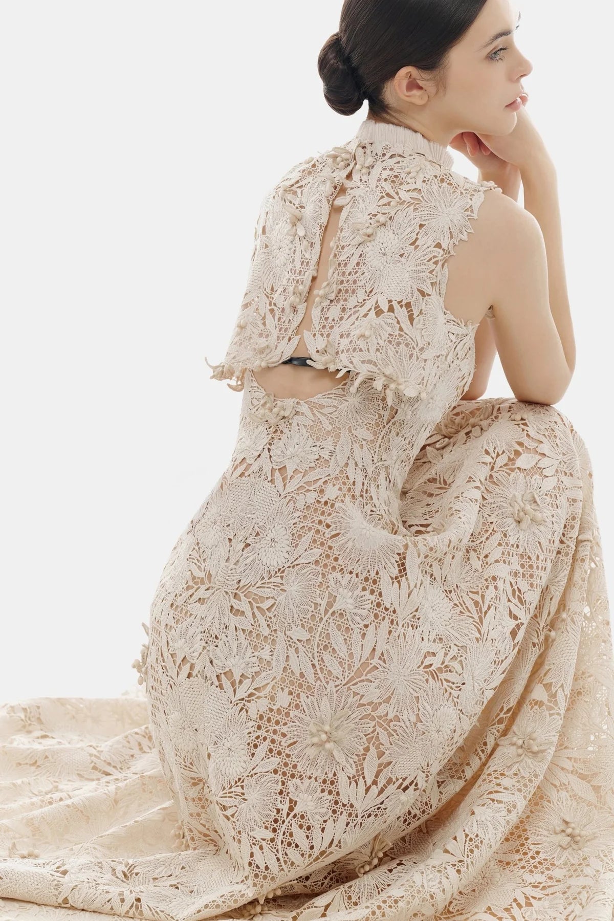 Montsand Pastel Crystal Beaded Maxi Dress