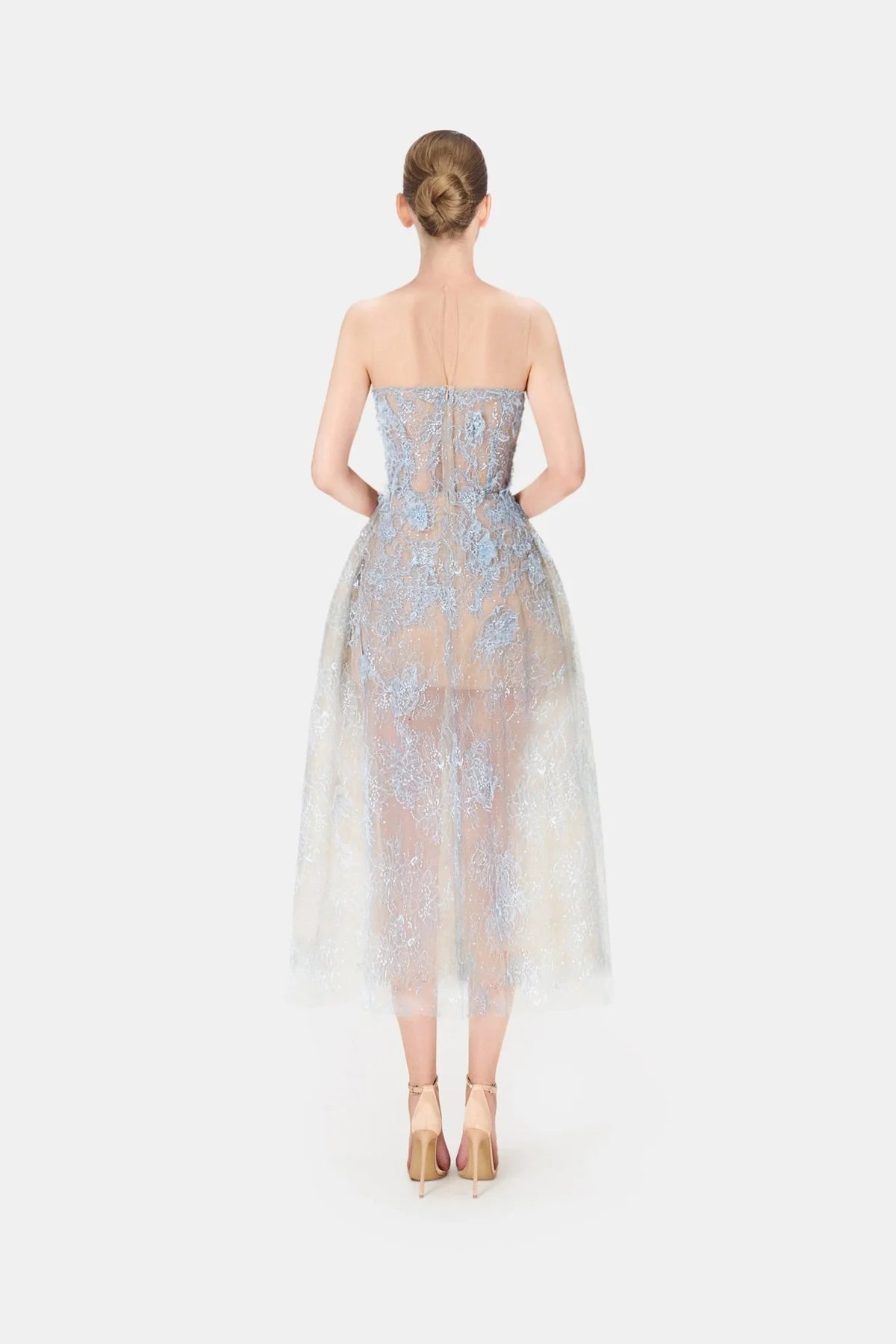 Montsand Baby Blue Beaded Lace Dress