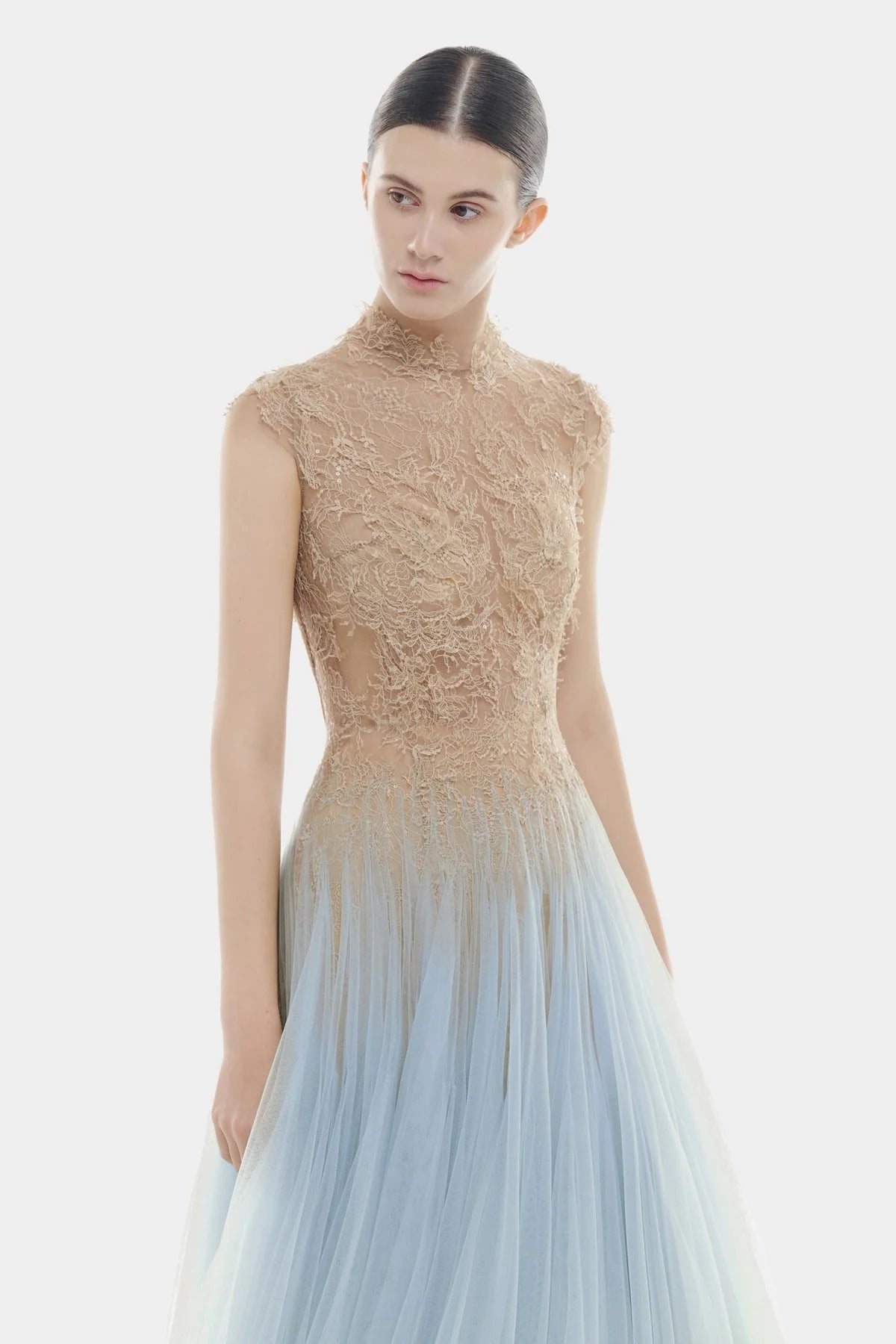 Montsand Blue Ombre Cut-Out Lace Dress