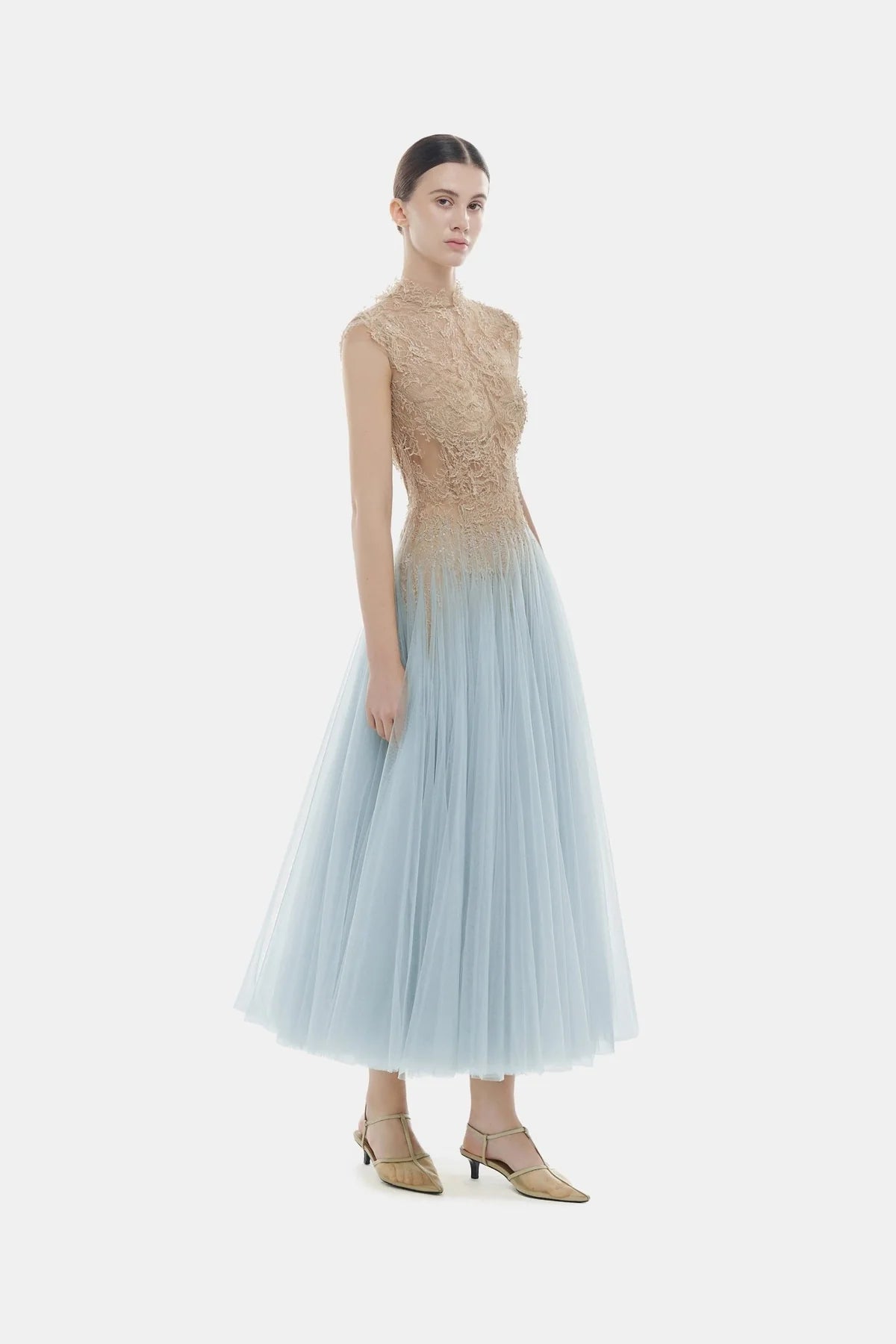 Montsand Blue Ombre Cut-Out Lace Dress