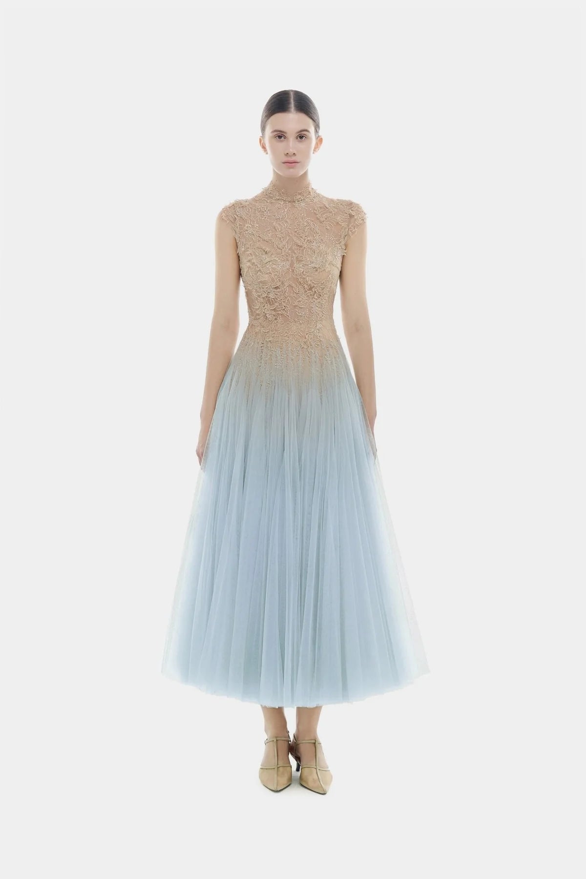 Montsand Blue Ombre Cut-Out Lace Dress