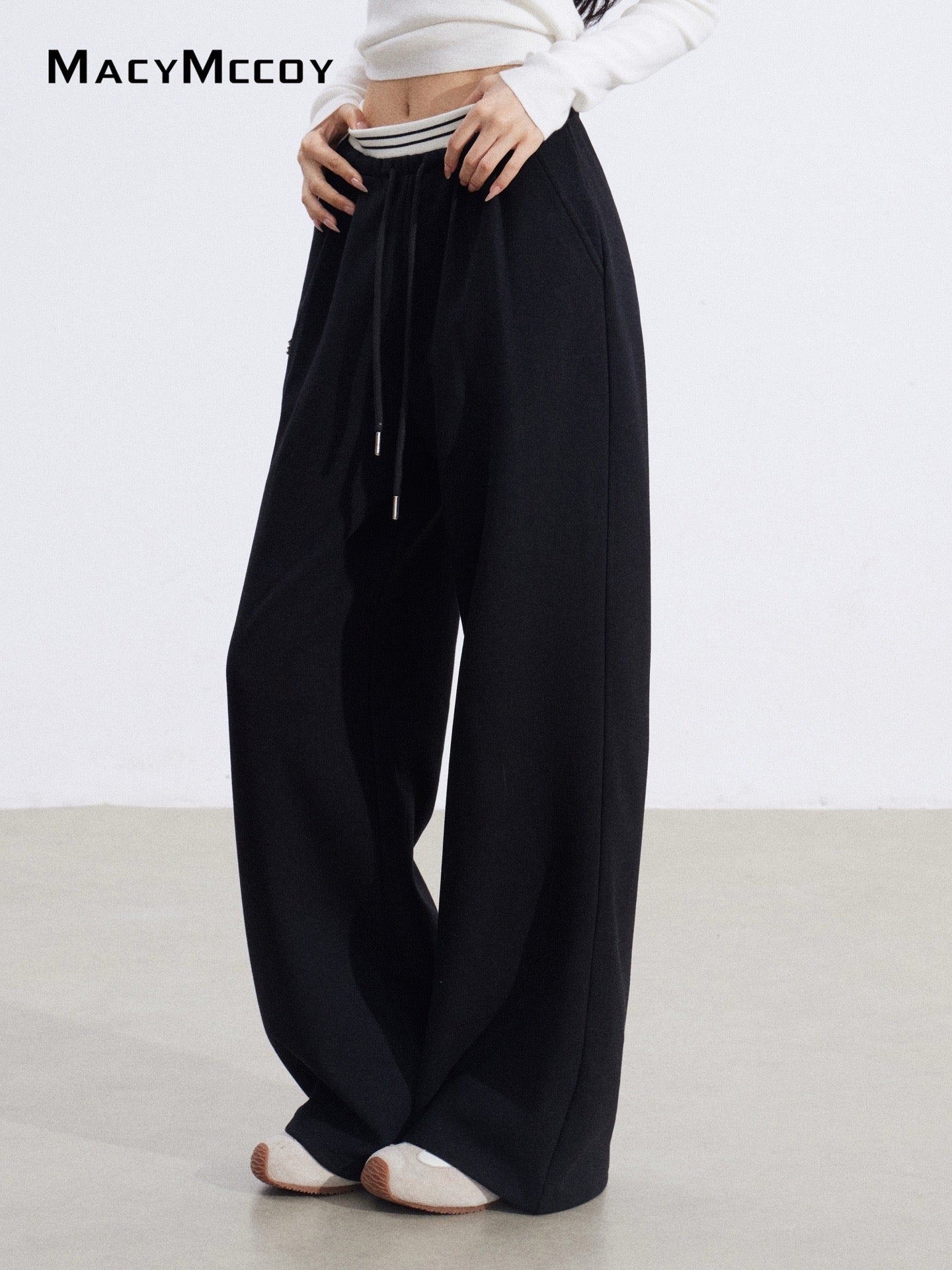 MacyMccoy MMC2026015 Fake two piece spliced wide leg pants