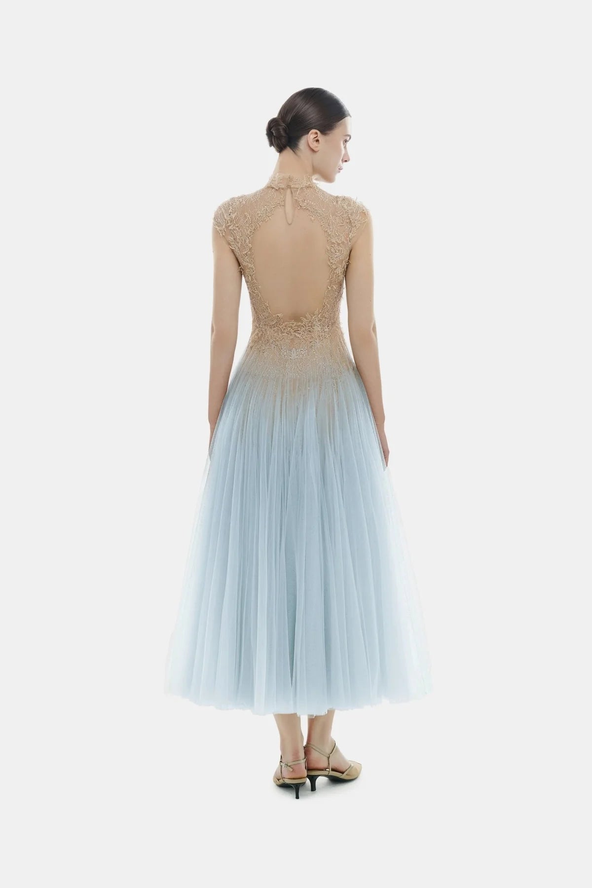 Montsand Blue Ombre Cut-Out Lace Dress