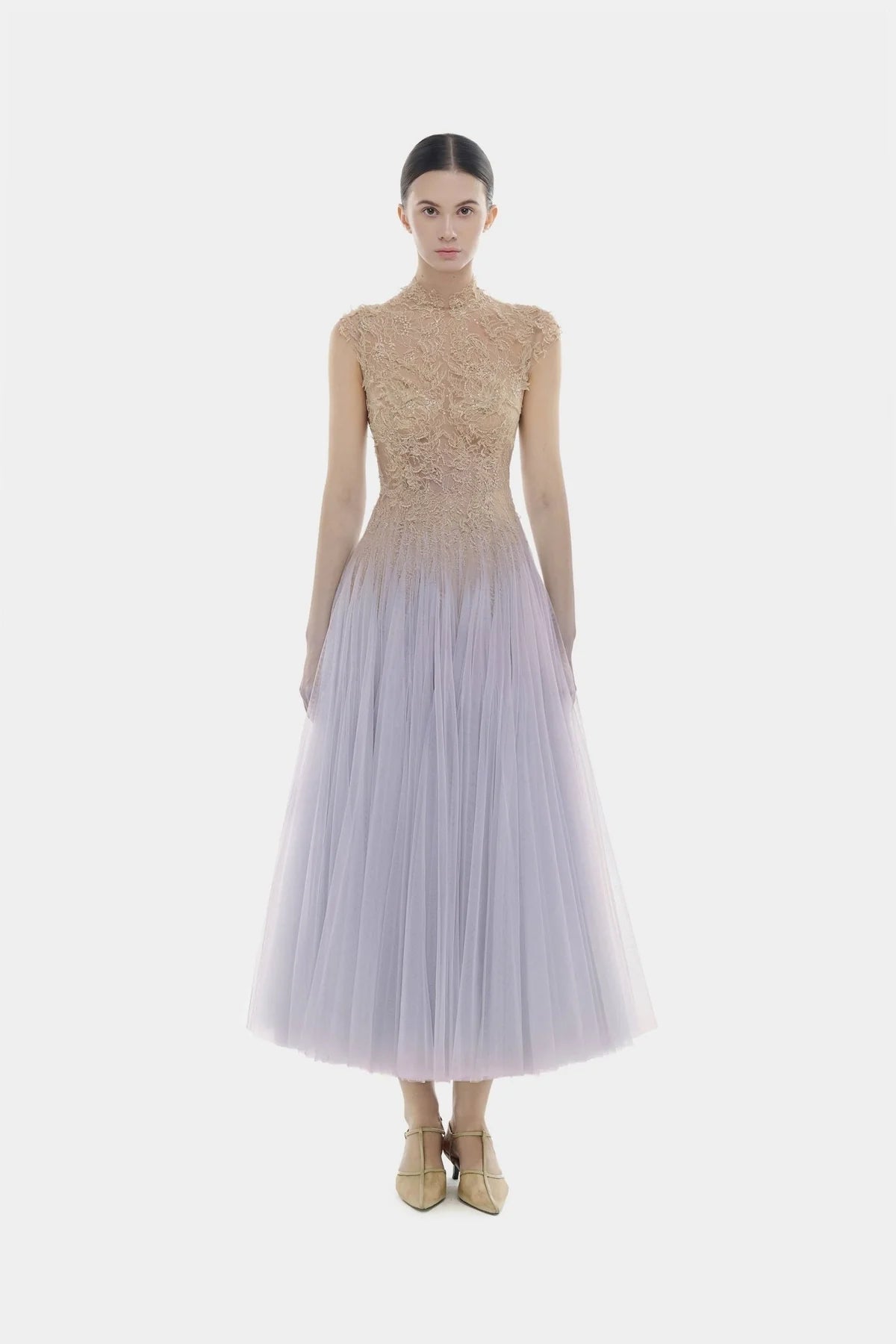 Montsand Violet Ombre Cut-Out Lace Dress